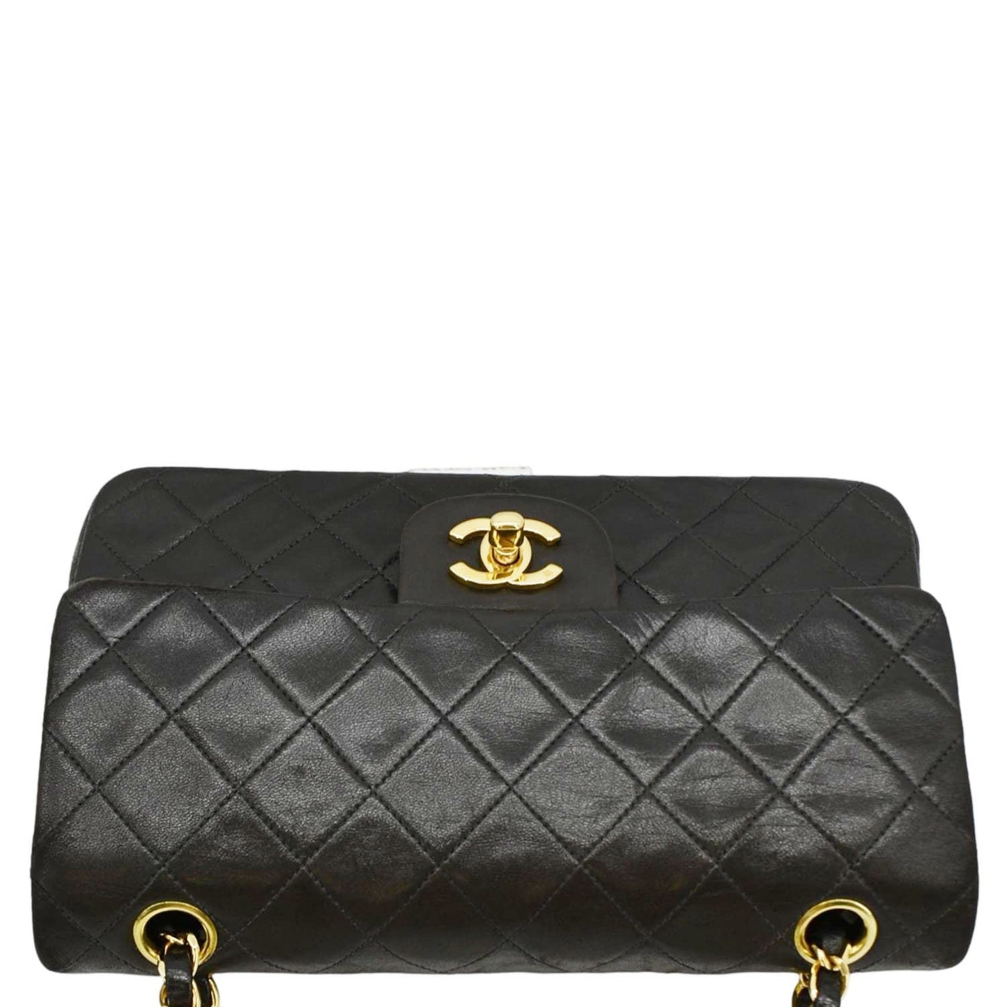 CHANEL Vintage Classic Double Flap Medium Quilted Leather Shoulder Bag Dark Brown