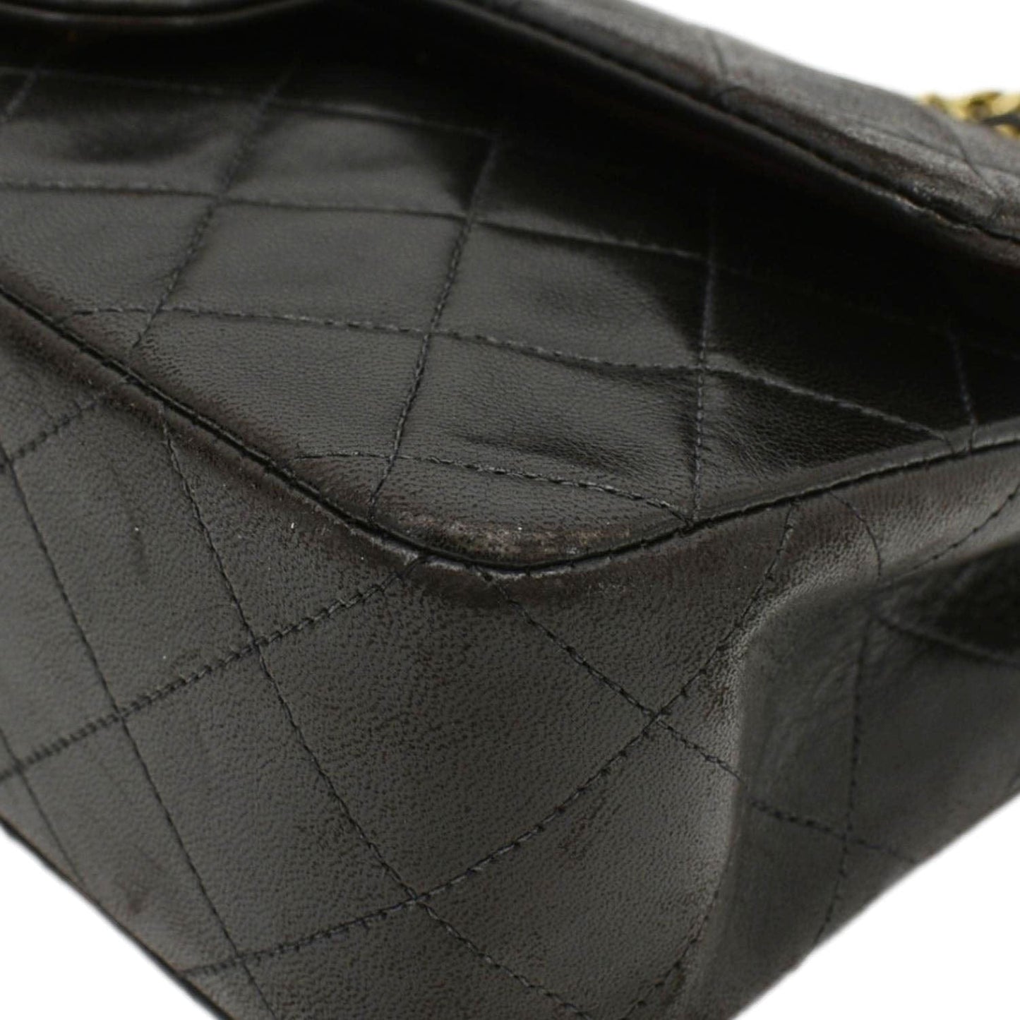 CHANEL Vintage Classic Double Flap Medium Quilted Leather Shoulder Bag Dark Brown
