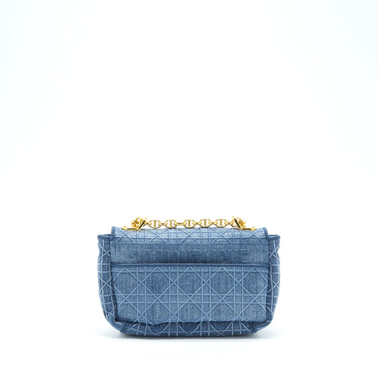 Dior Small Dior Caro Bag Denim Blue GHW