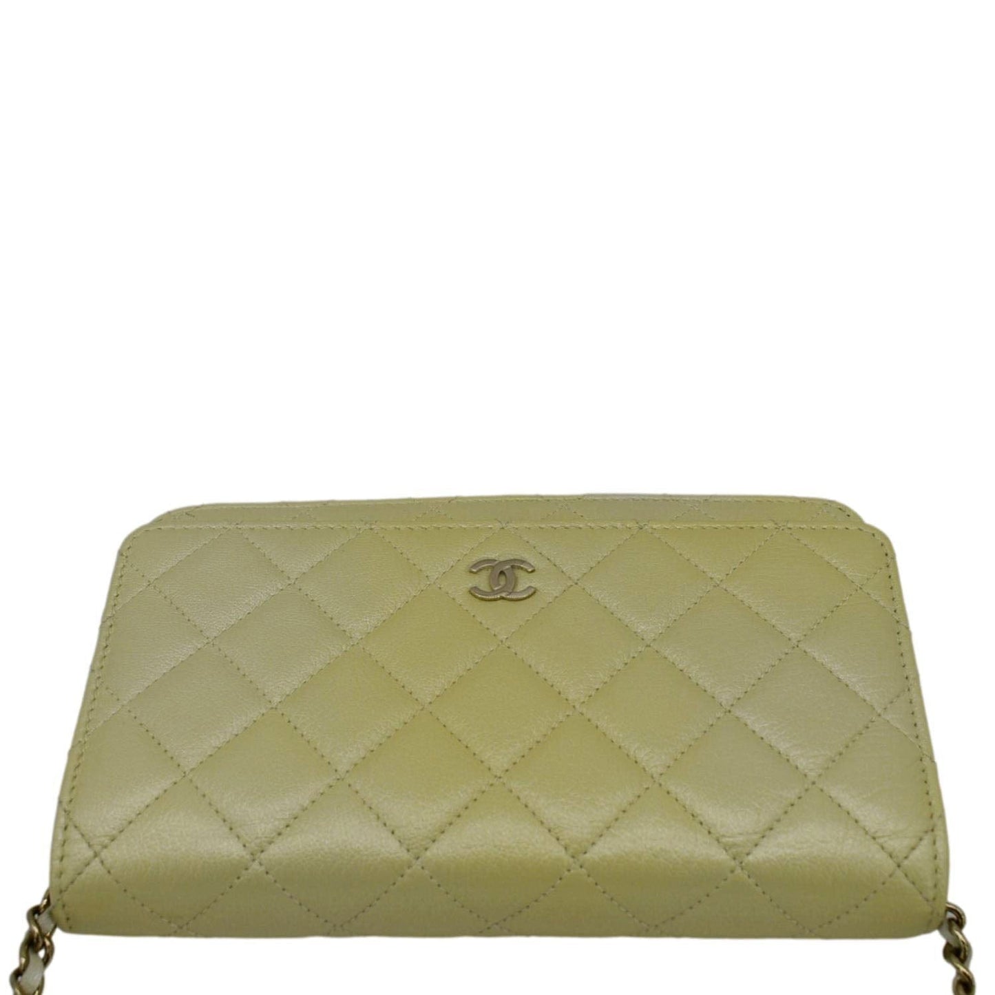 CHANEL WOC Quilted Leather Crossbody Bag Light Green