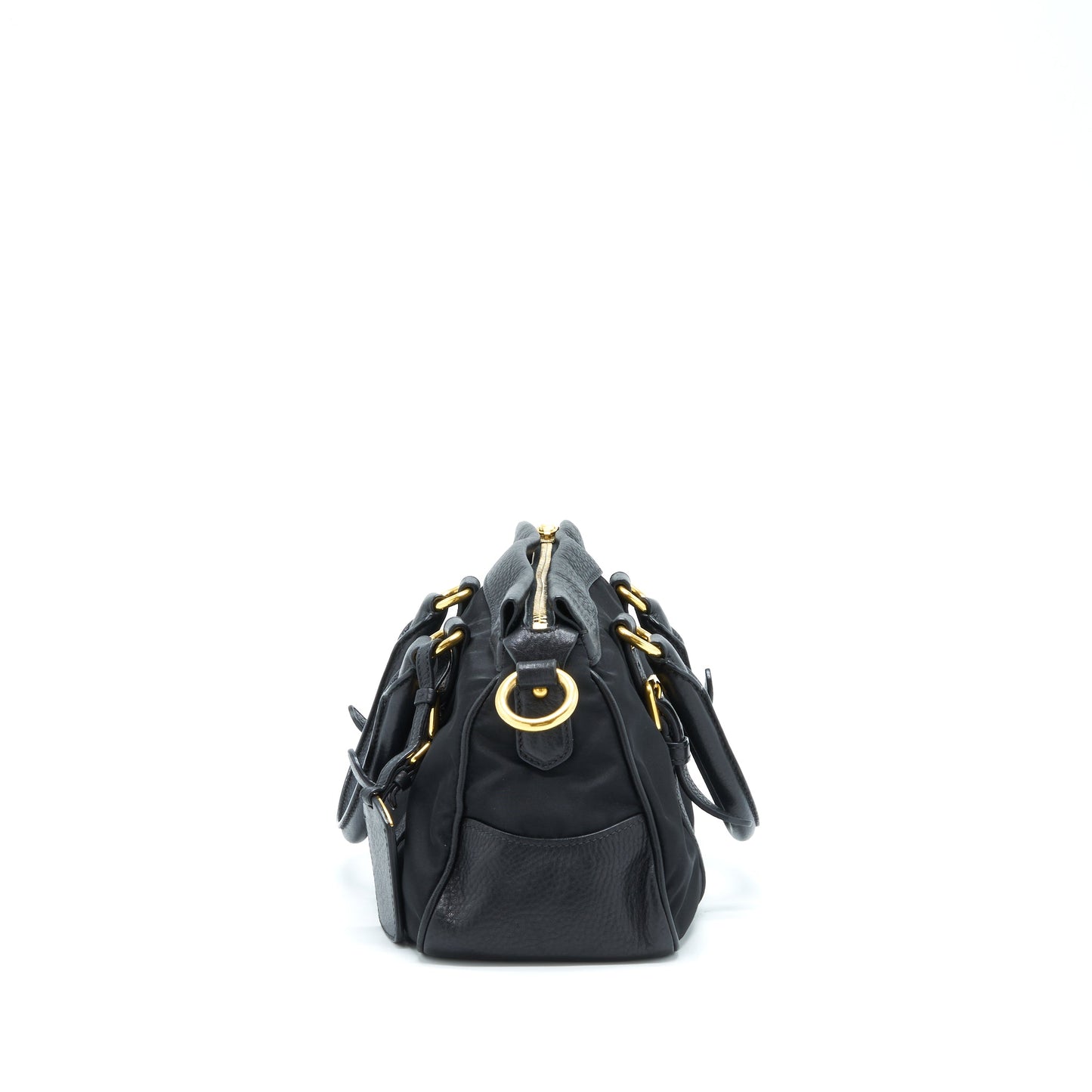 Prada Tessuto Handle Bag Nylon And Leather Black GHW