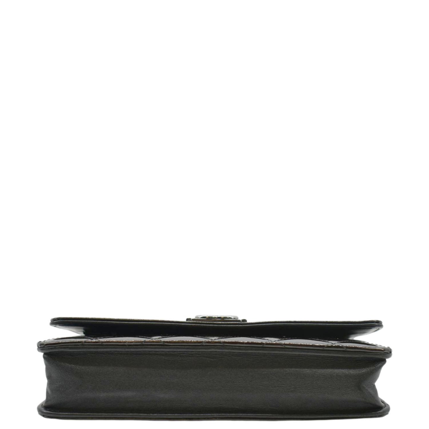 CHANEL Boy WOC Quilted Patent Leather Wallet On Chain Shoulder Bag Black