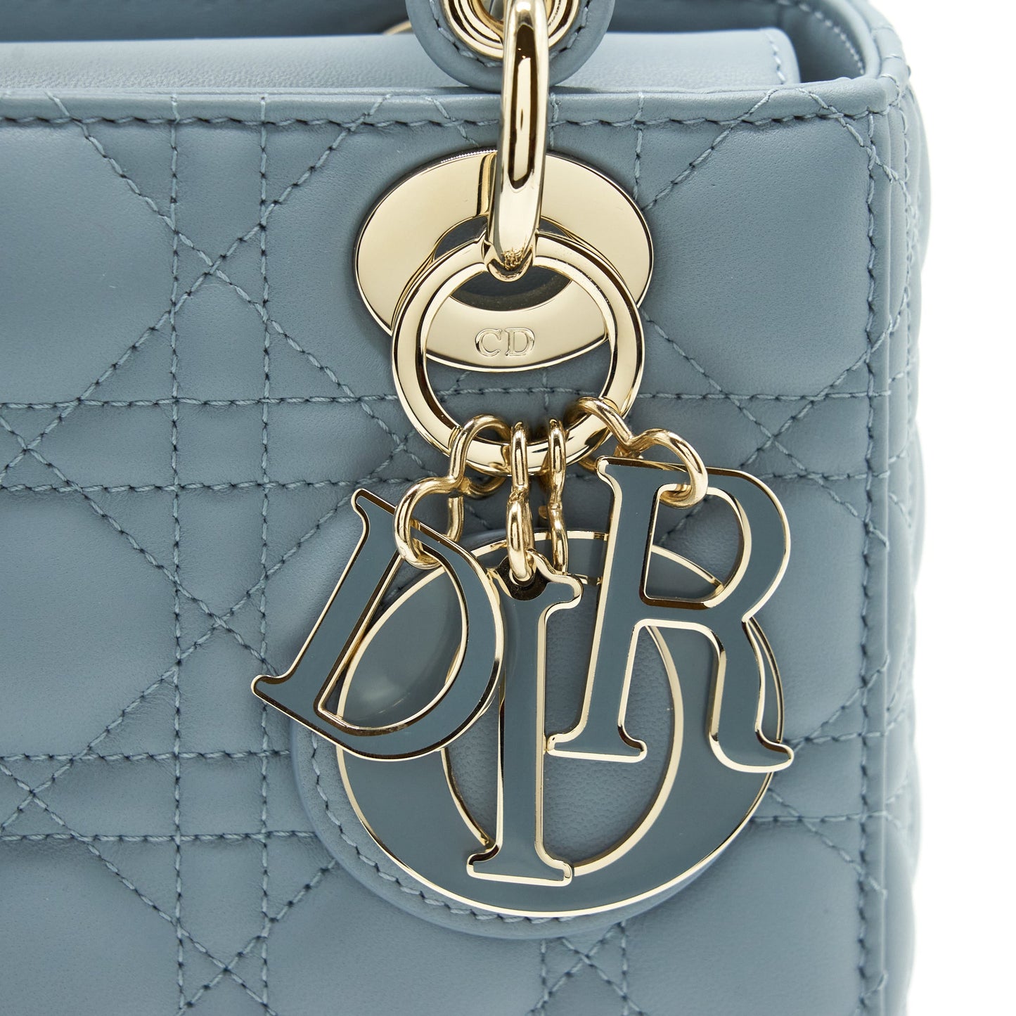 Dior Small Lady Dior Lambskin Cloud Blue M81B Light Gold And Enamel Hardware