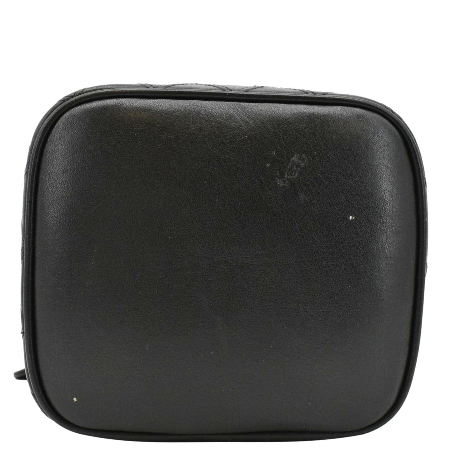 CHANEL Vintage Vanity Case Leather Cosmetic Bag Black