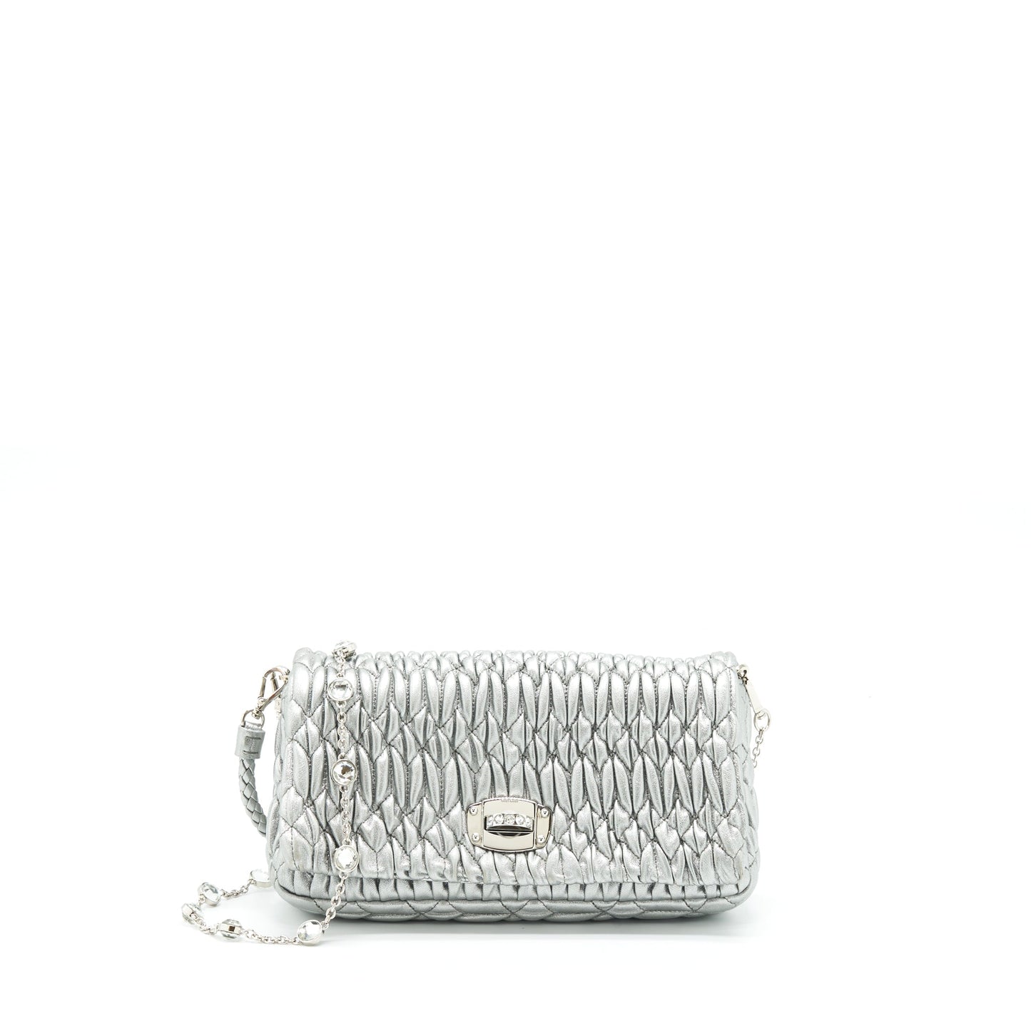 Miu Miu Iconic Crystal Cloque Nappa Silver SHW