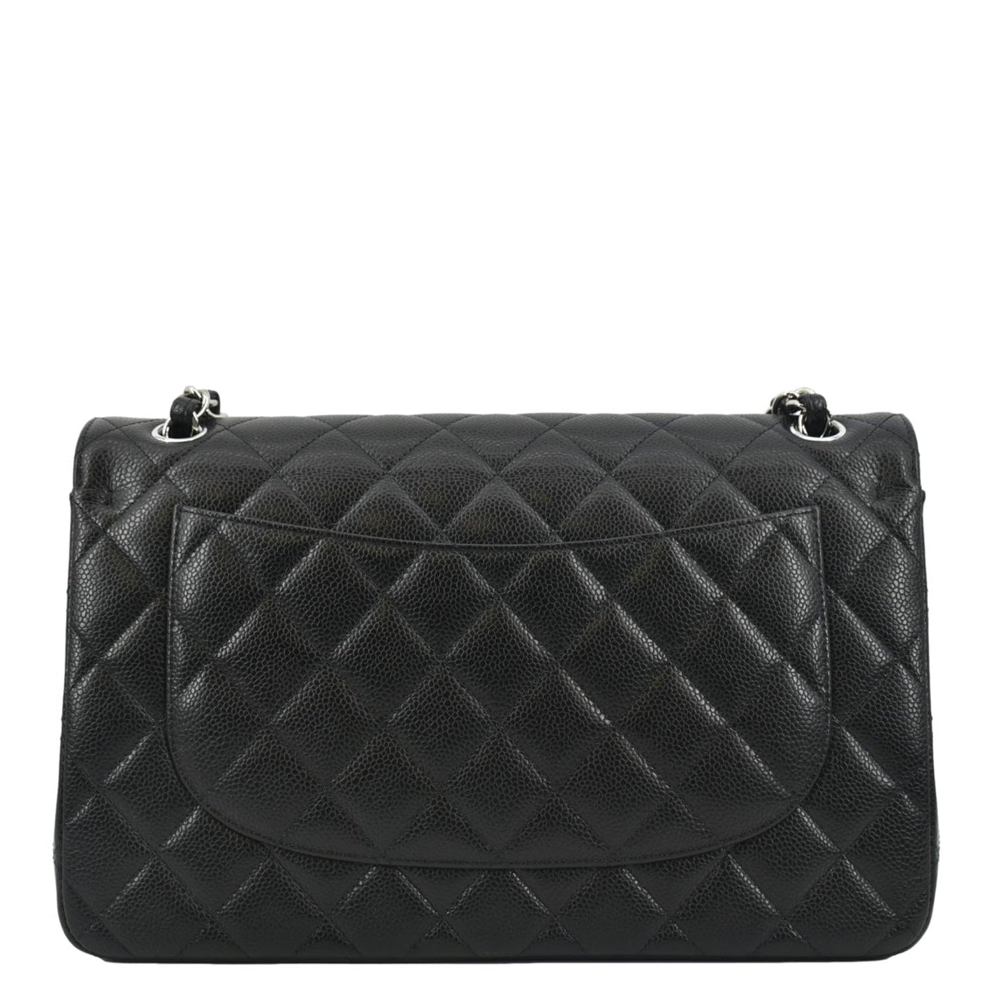 CHANEL Classic Medium Double Flap Quilted Leather Shoulder Bag Black
