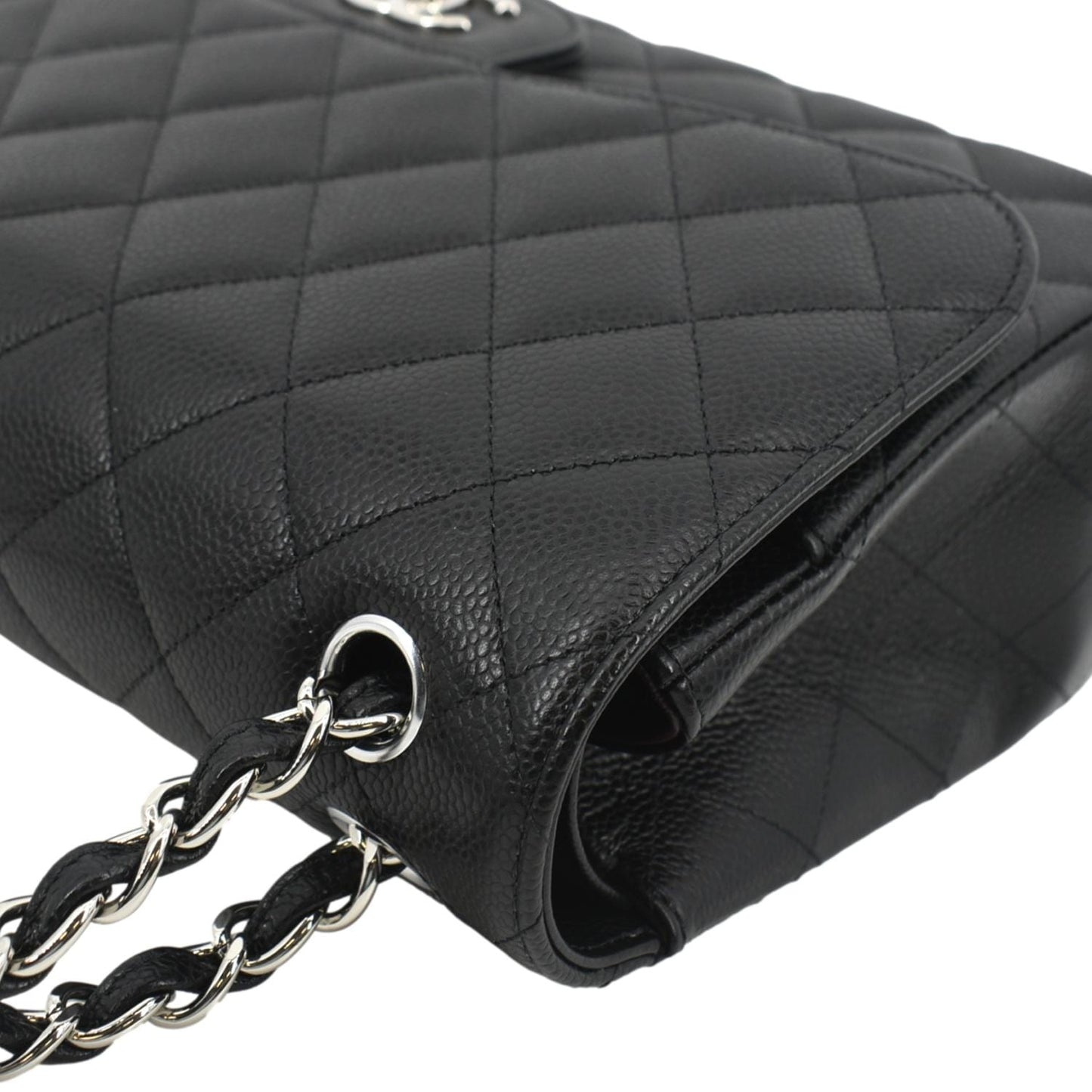 CHANEL Classic Medium Double Flap Quilted Leather Shoulder Bag Black