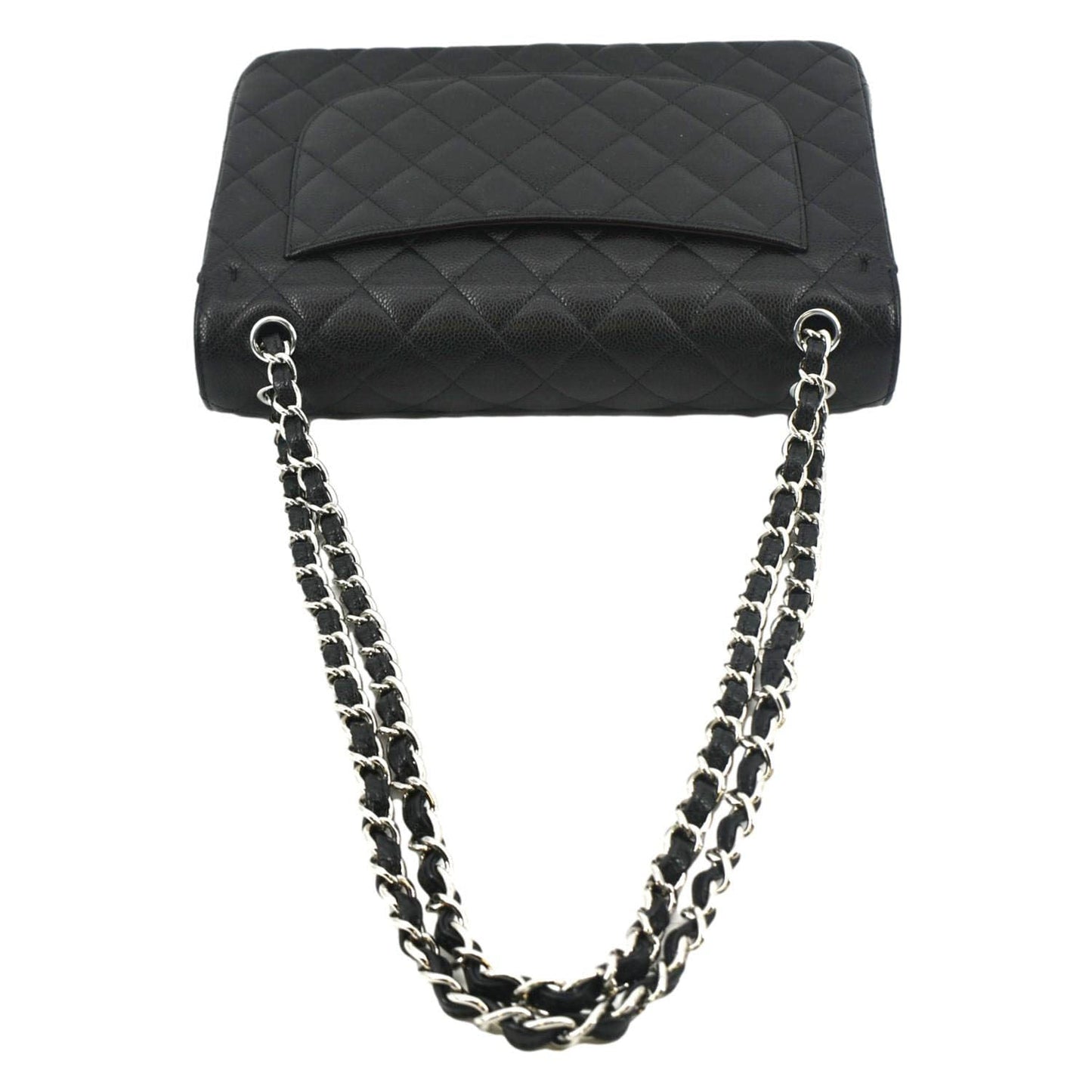 CHANEL Classic Medium Double Flap Quilted Leather Shoulder Bag Black