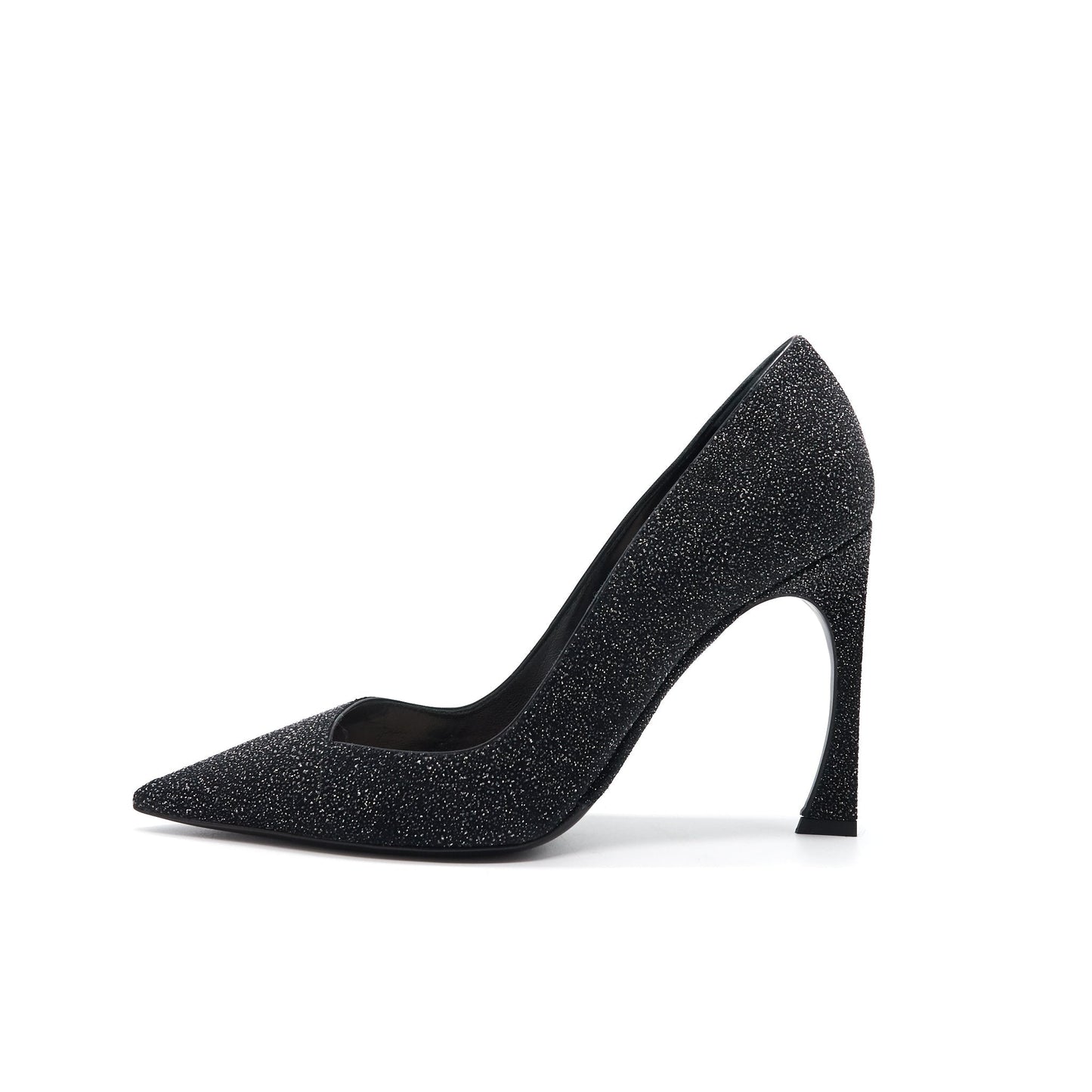 CHRISTIAN Luxury Dior GLITTER PUMP HIGH HEELS BLACK SIZE 38