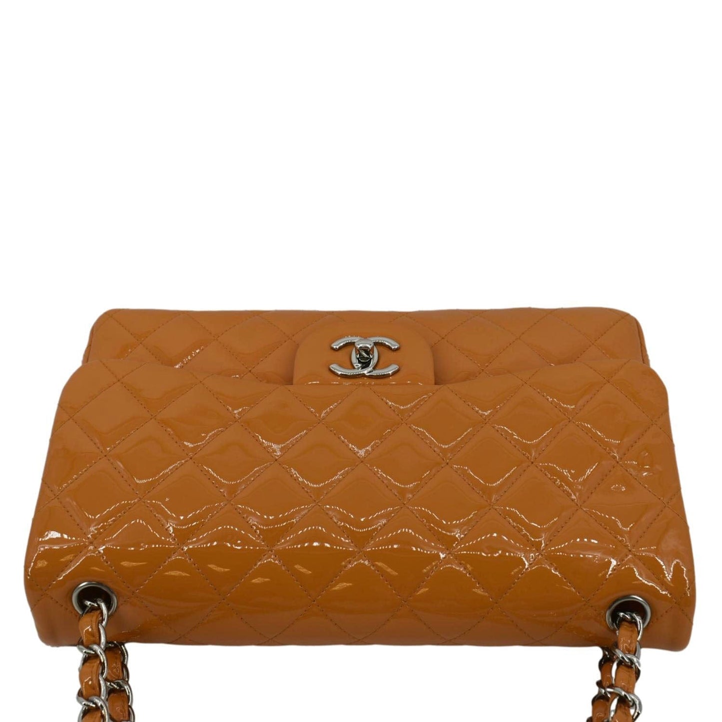 CHANEL Classic Jumbo Double Flap Quilted Leather Shoulder Bag Orange
