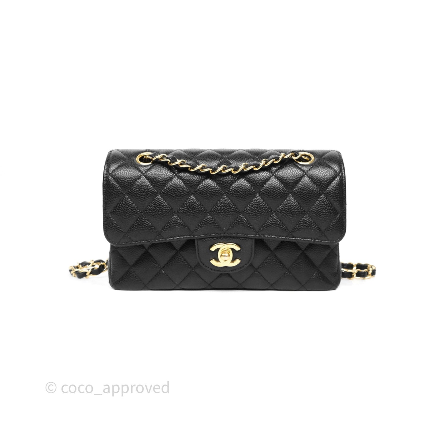 Chanel Small Classic Flap Quilted Black Caviar Gold Hardware