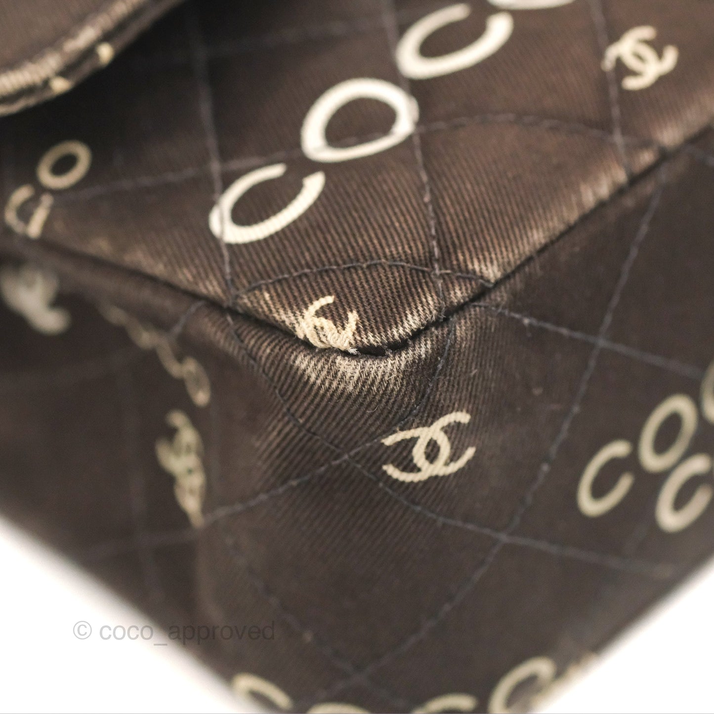 Chanel Vintage Brown Quilted Fabric Coco Medium Double Flap Bag 24K Gold Hardware