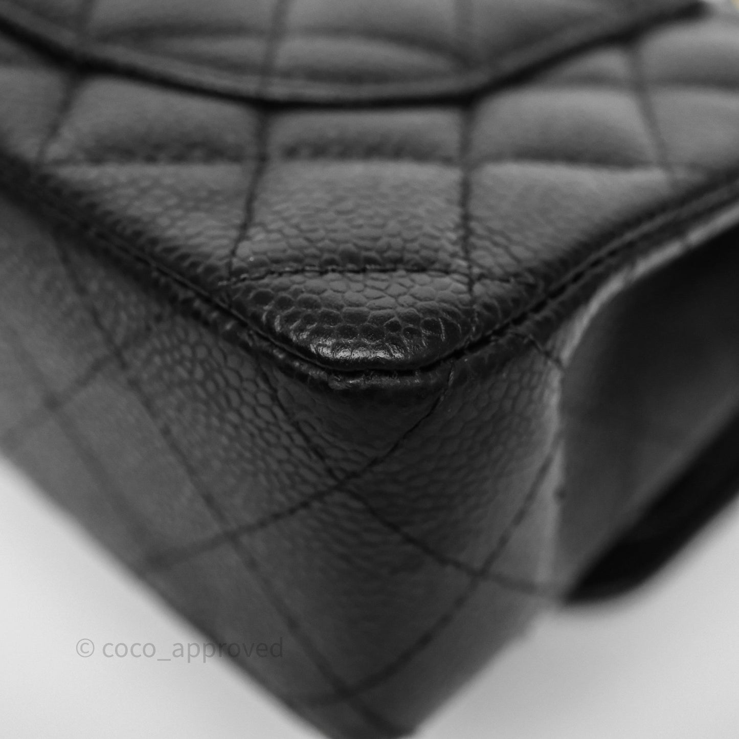 Chanel Small Classic Flap Quilted Black Caviar Gold Hardware