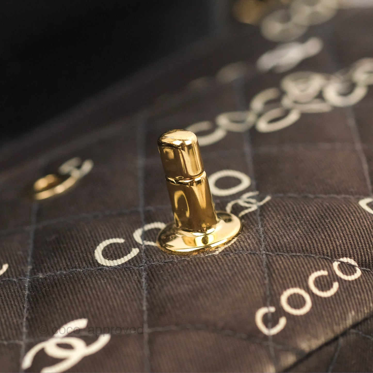 Chanel Vintage Brown Quilted Fabric Coco Medium Double Flap Bag 24K Gold Hardware