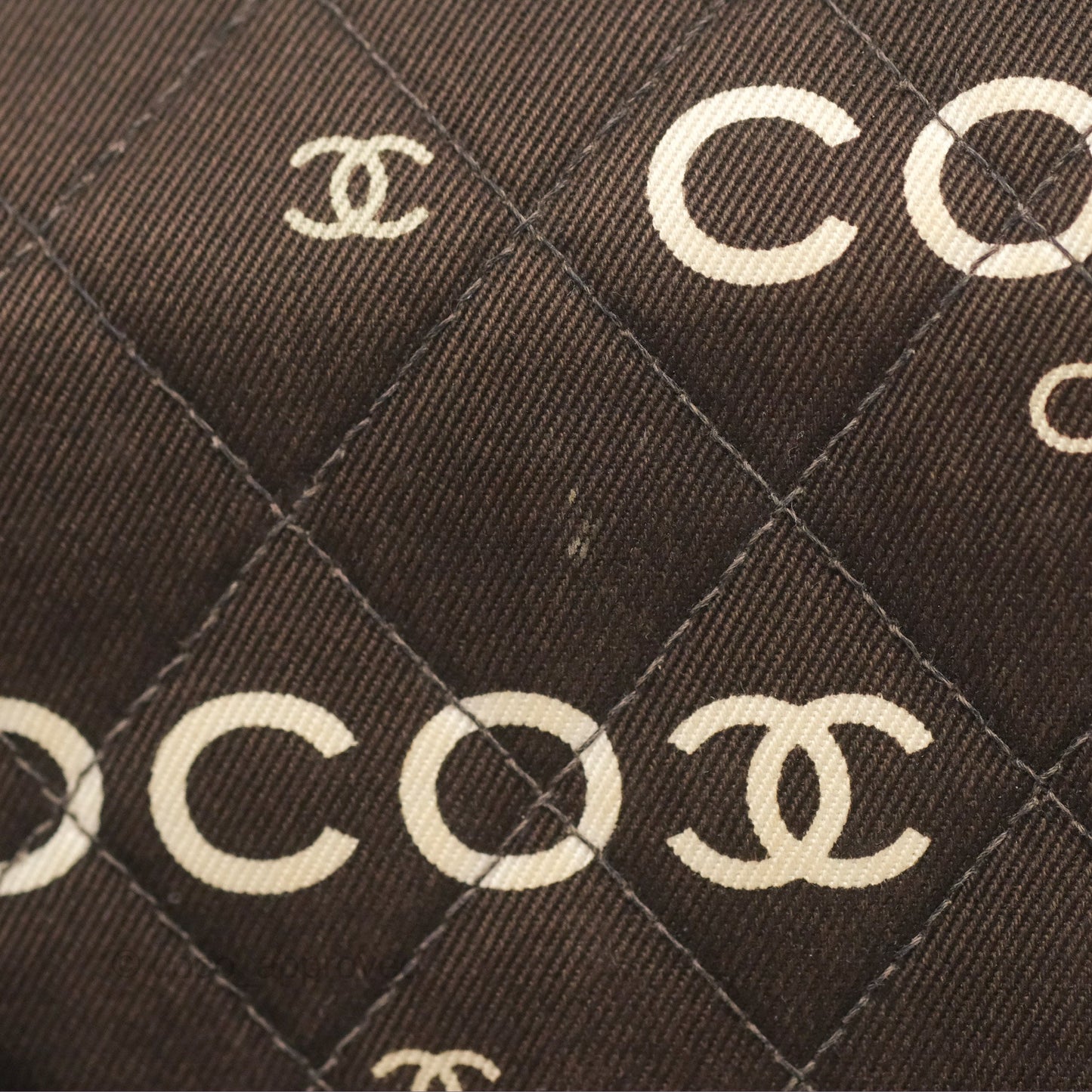Chanel Vintage Brown Quilted Fabric Coco Medium Double Flap Bag 24K Gold Hardware