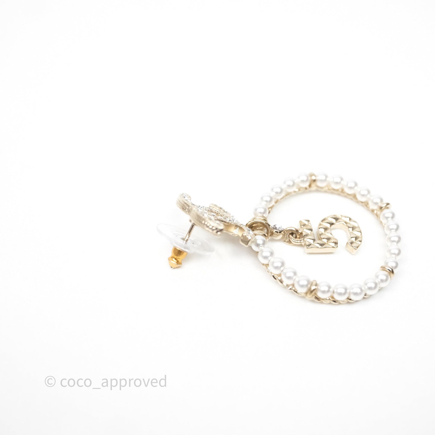 Chanel CC Crystal Pearl Ring No 5 Drop Earrings 21V