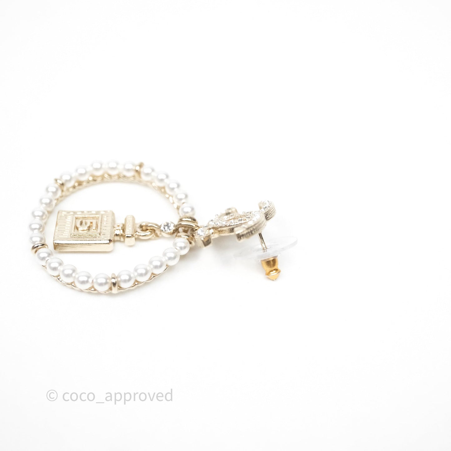 Chanel CC Crystal Pearl Ring No 5 Drop Earrings 21V