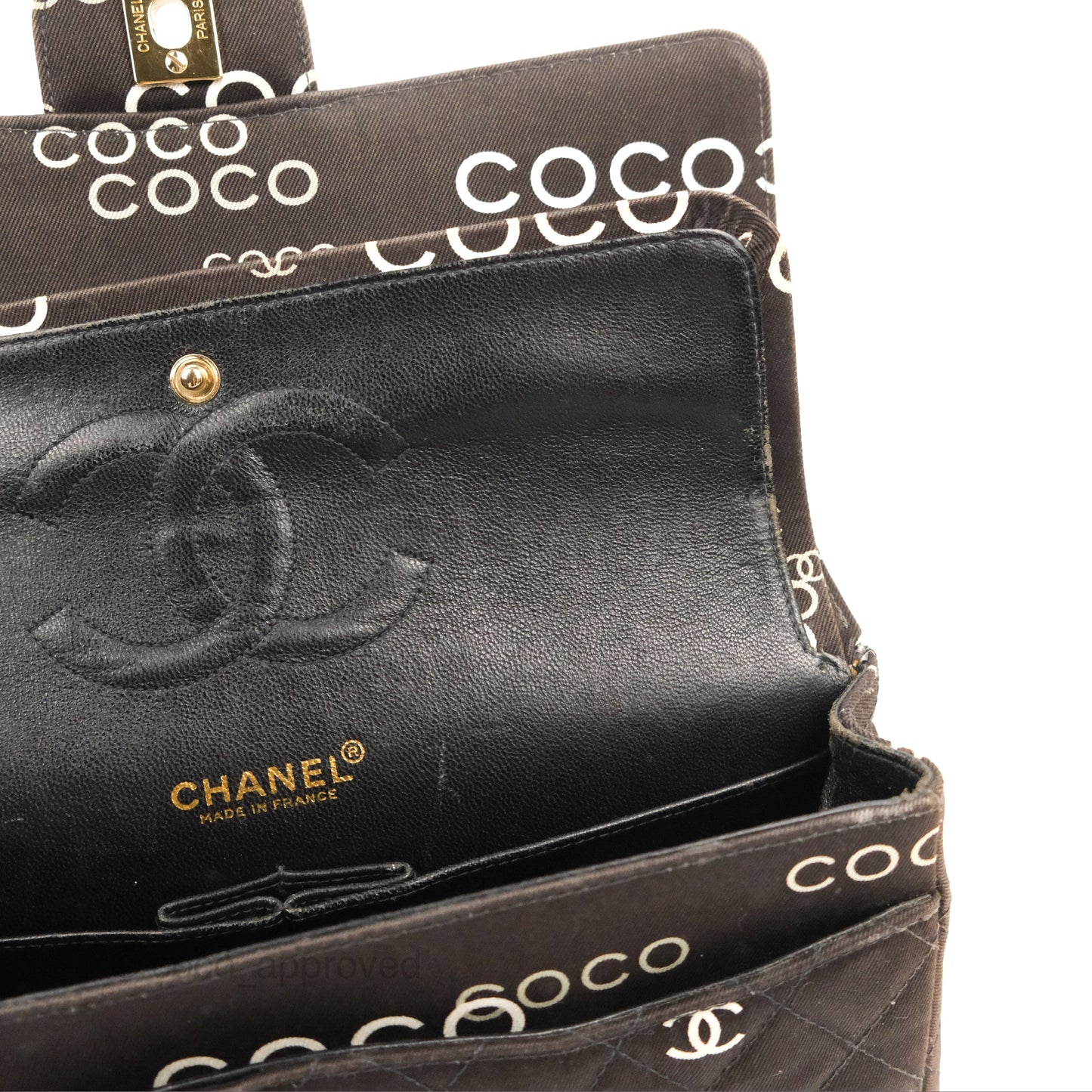 Chanel Vintage Brown Quilted Fabric Coco Medium Double Flap Bag 24K Gold Hardware