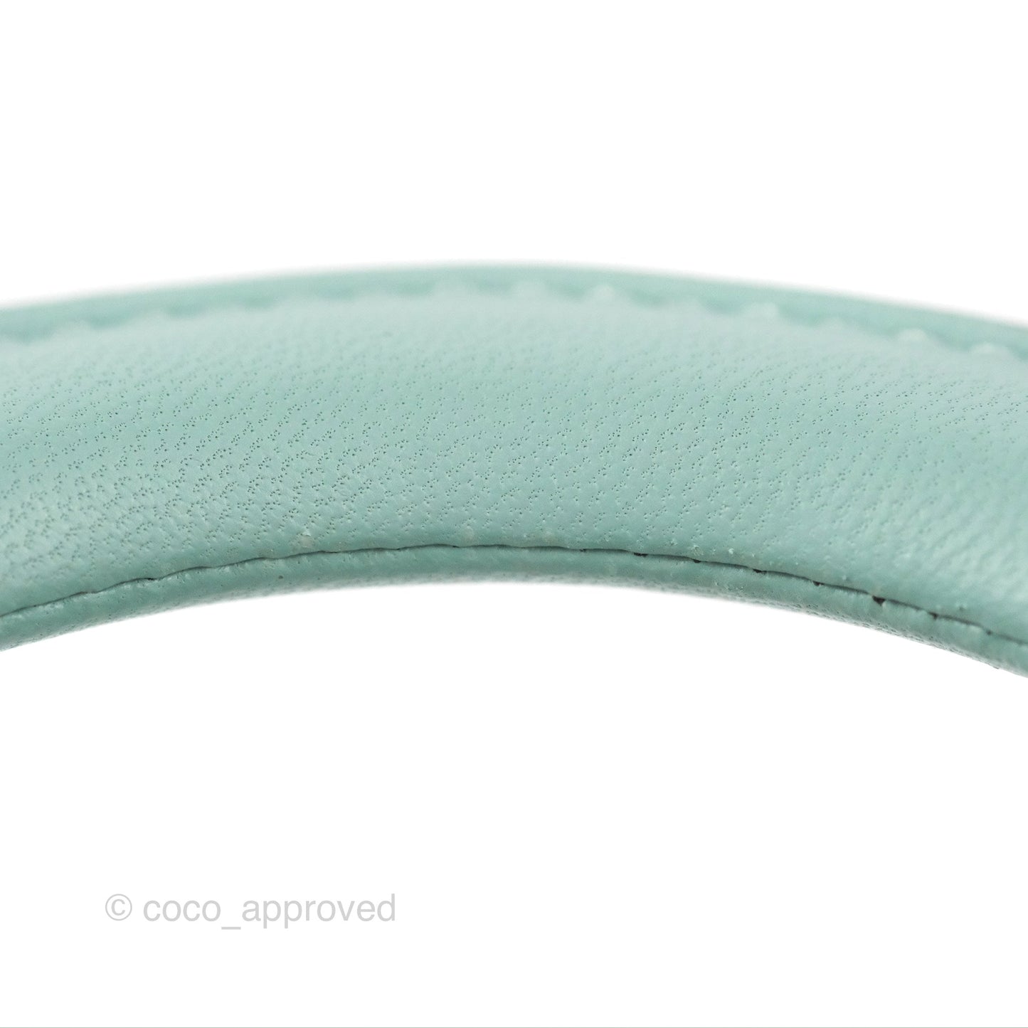 Chanel Circular Handle Square Flap Bag Tiffany Blue Lambskin Aged Gold Hardware