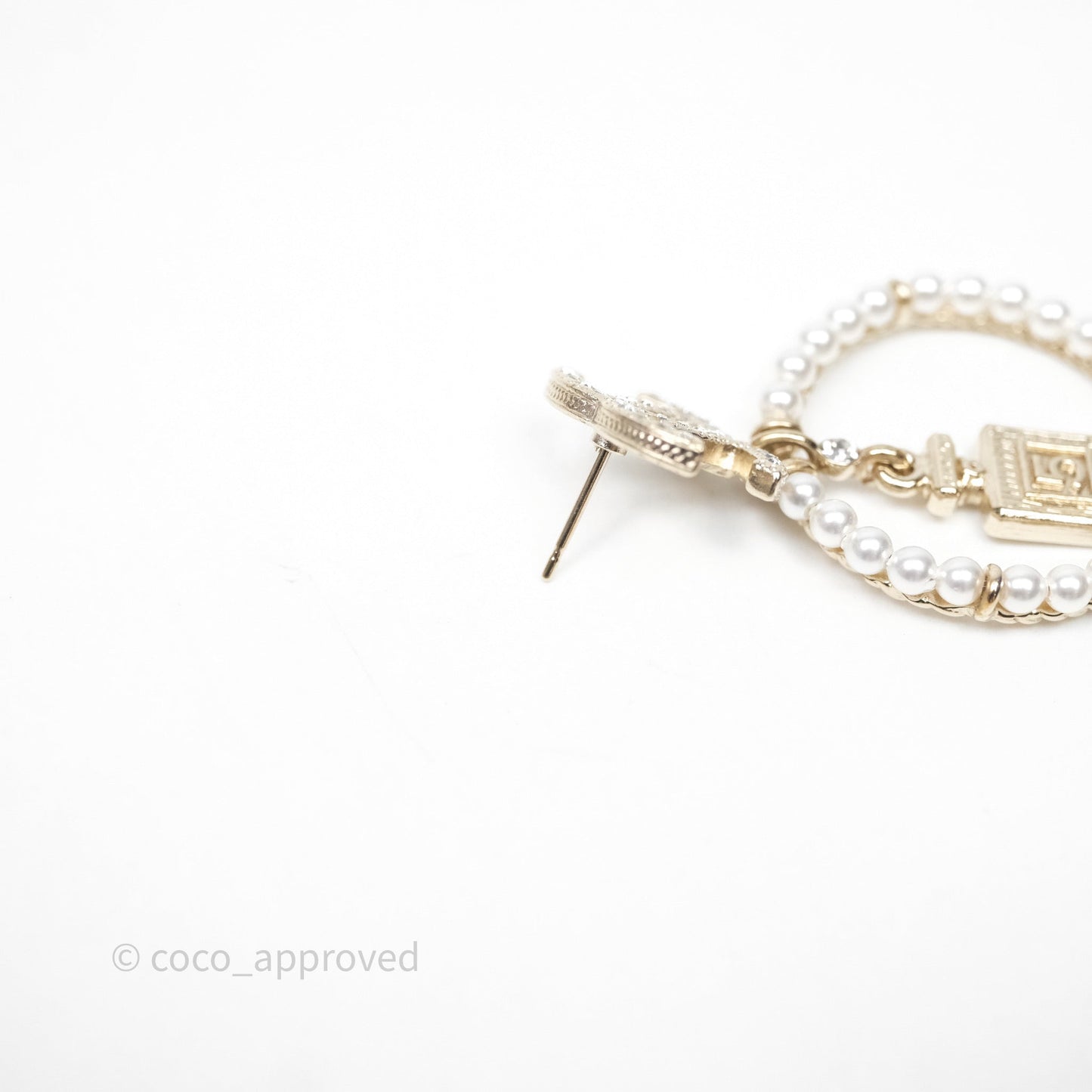 Chanel CC Crystal Pearl Ring No 5 Drop Earrings 21V