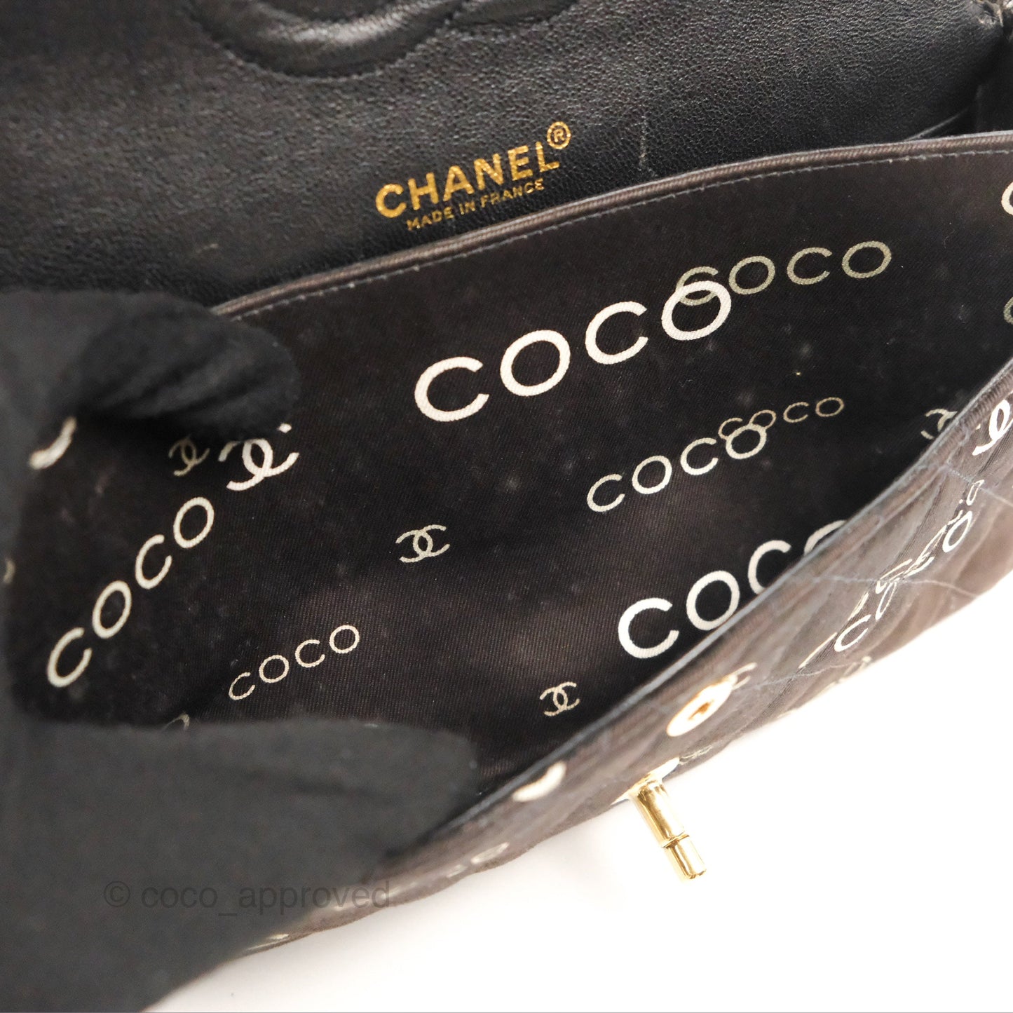 Chanel Vintage Brown Quilted Fabric Coco Medium Double Flap Bag 24K Gold Hardware