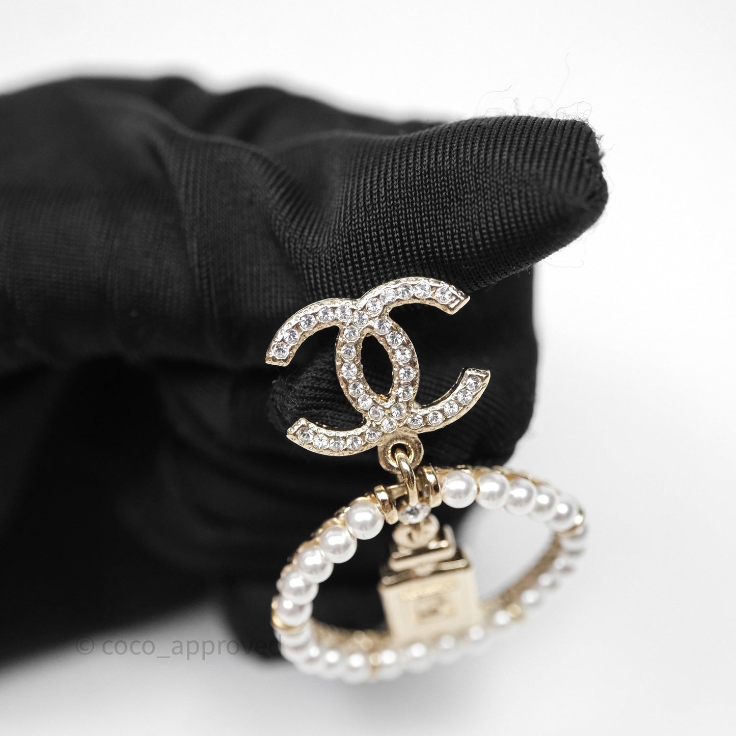 Chanel CC Crystal Pearl Ring No 5 Drop Earrings 21V