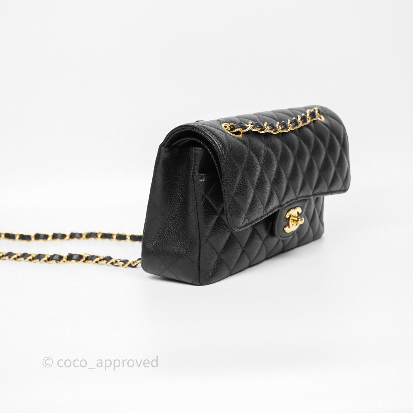 Chanel Small Classic Flap Quilted Black Caviar Gold Hardware