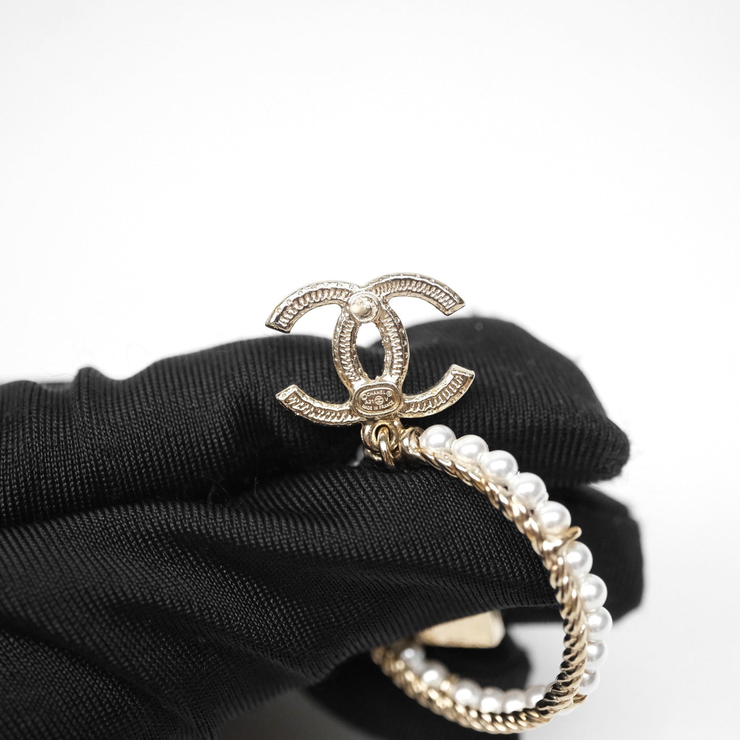 Chanel CC Crystal Pearl Ring No 5 Drop Earrings 21V