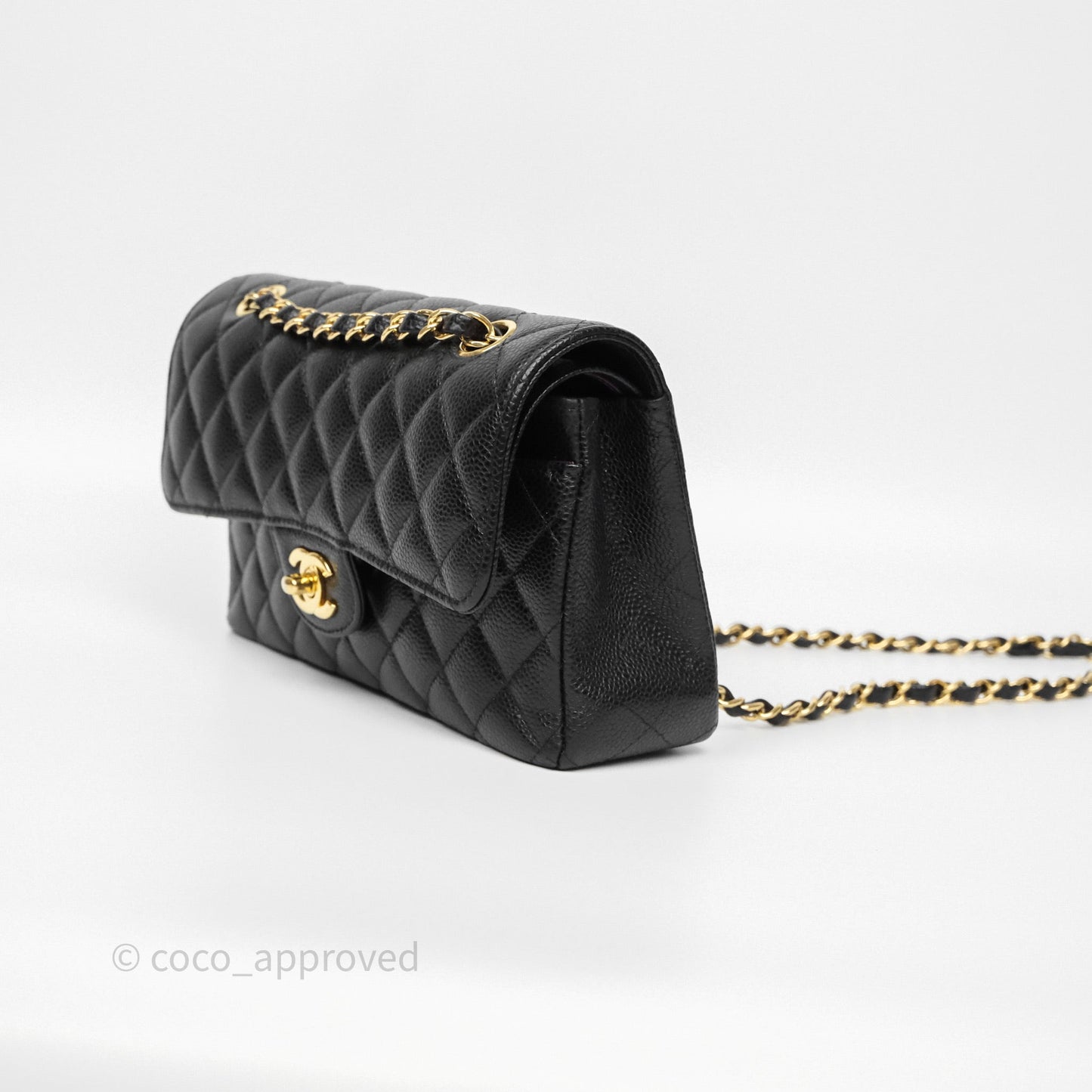 Chanel Small Classic Flap Quilted Black Caviar Gold Hardware