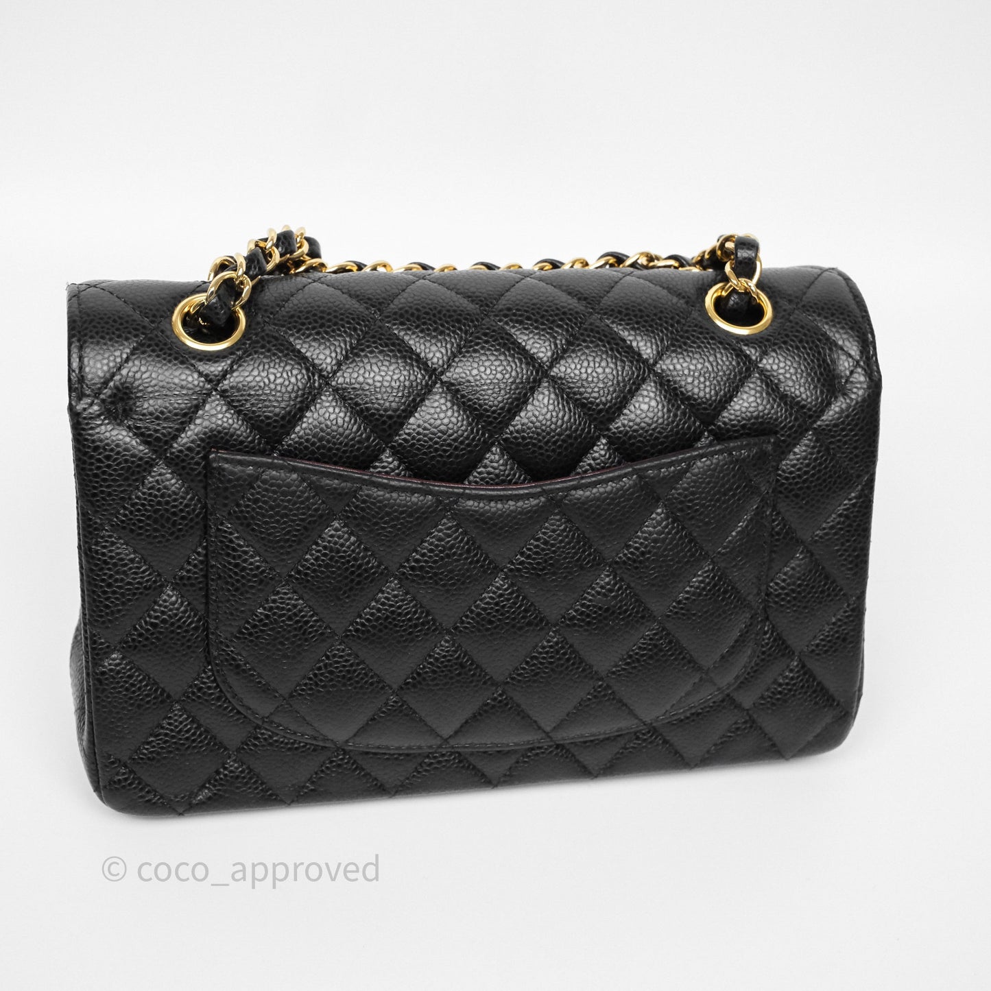 Chanel Small Classic Flap Quilted Black Caviar Gold Hardware