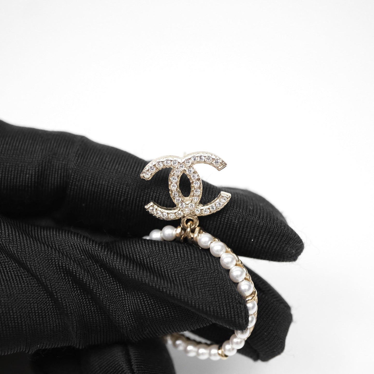 Chanel CC Crystal Pearl Ring No 5 Drop Earrings 21V
