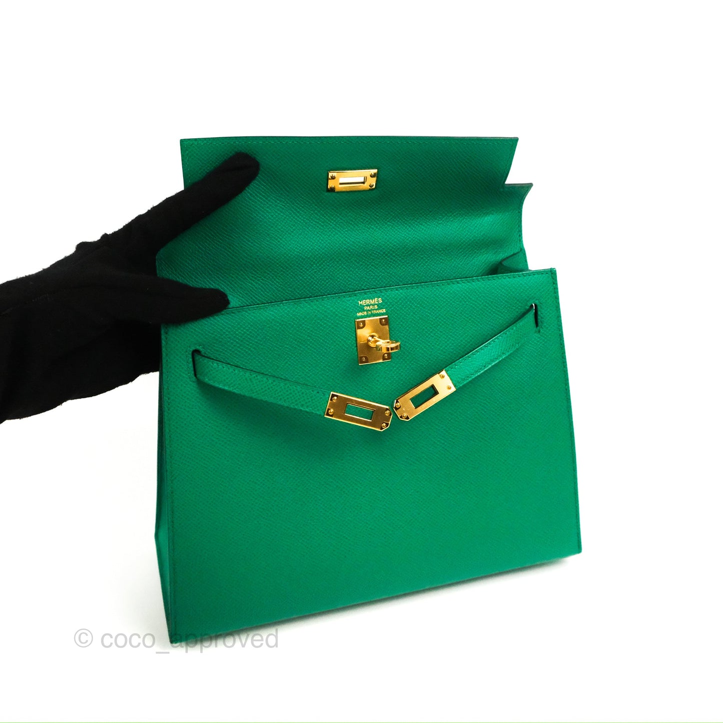Hermès Sellier Kelly 25 Vert Jade Epsom Gold Hardware