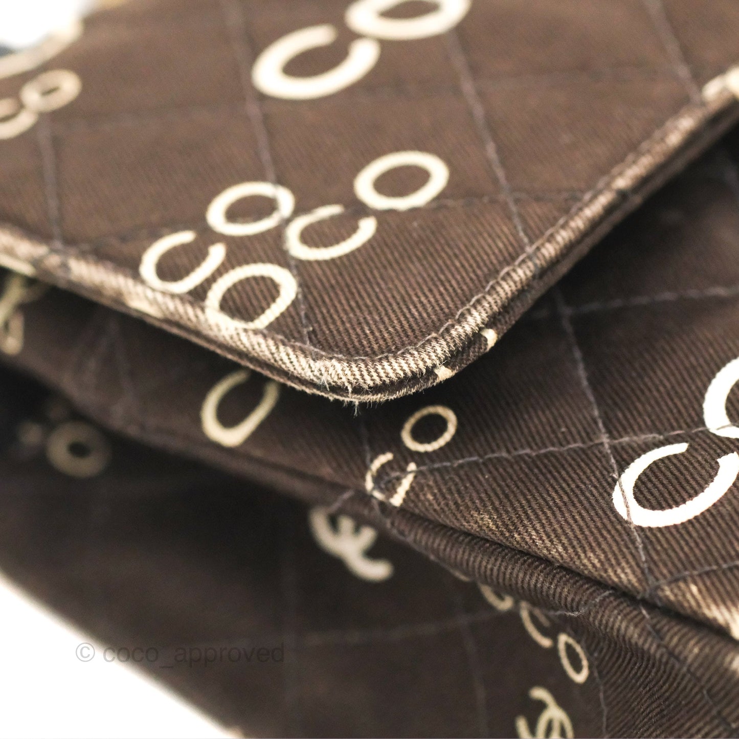 Chanel Vintage Brown Quilted Fabric Coco Medium Double Flap Bag 24K Gold Hardware