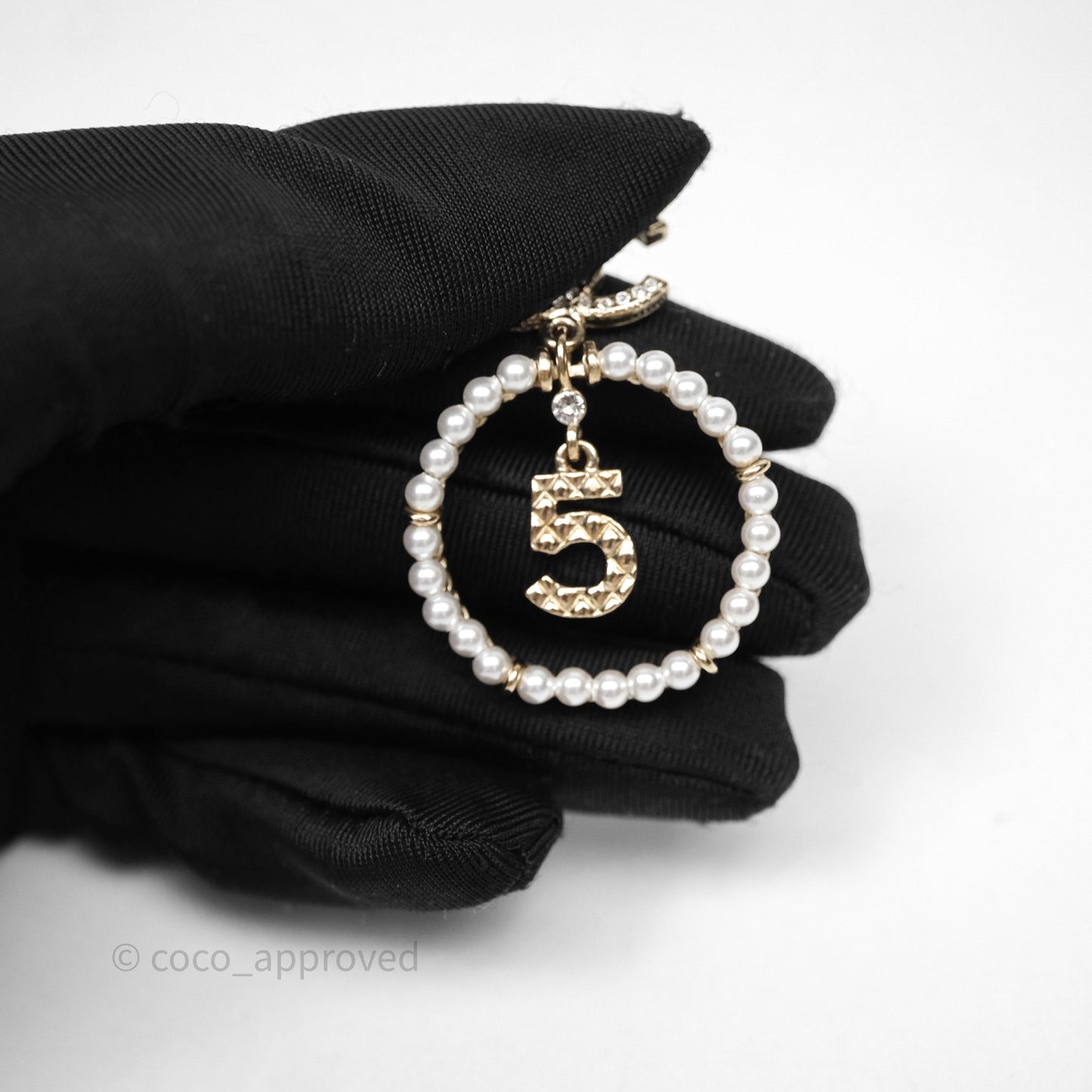 Chanel CC Crystal Pearl Ring No 5 Drop Earrings 21V