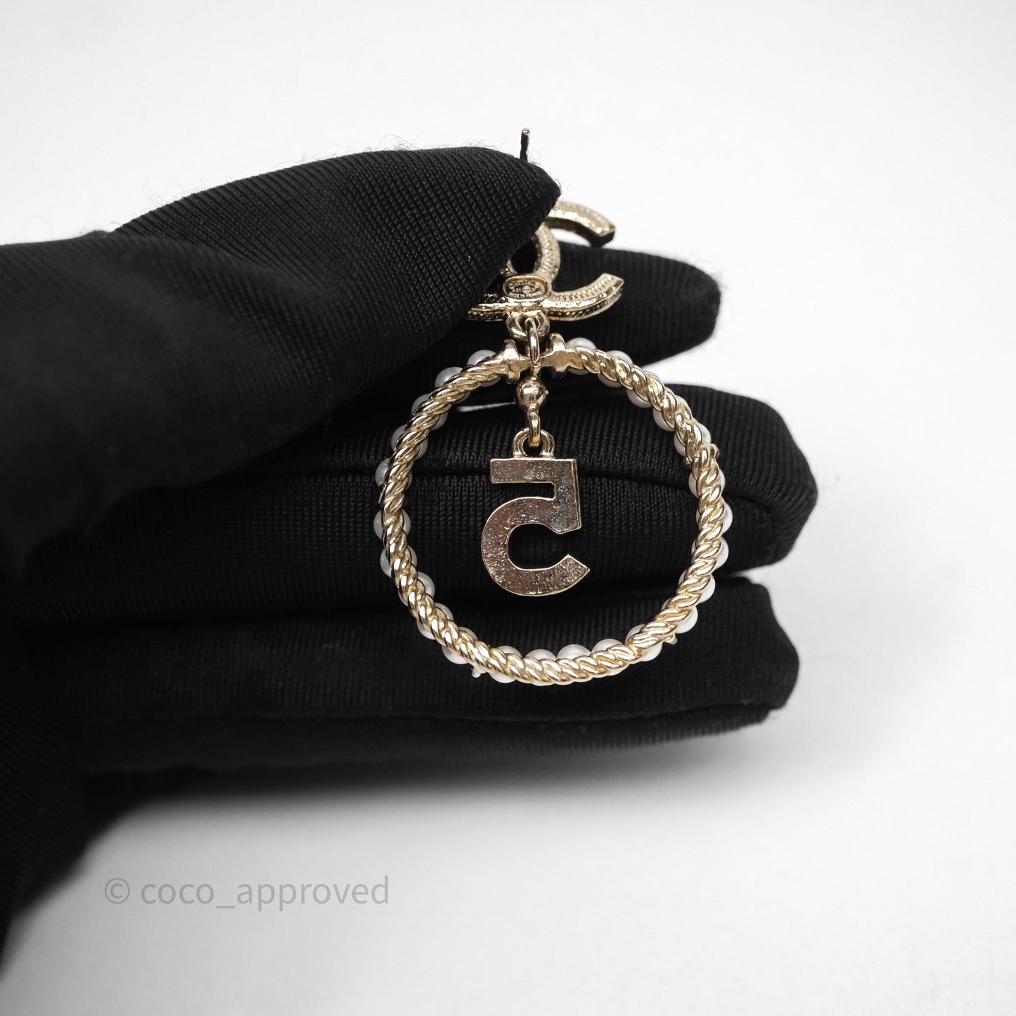 Chanel CC Crystal Pearl Ring No 5 Drop Earrings 21V