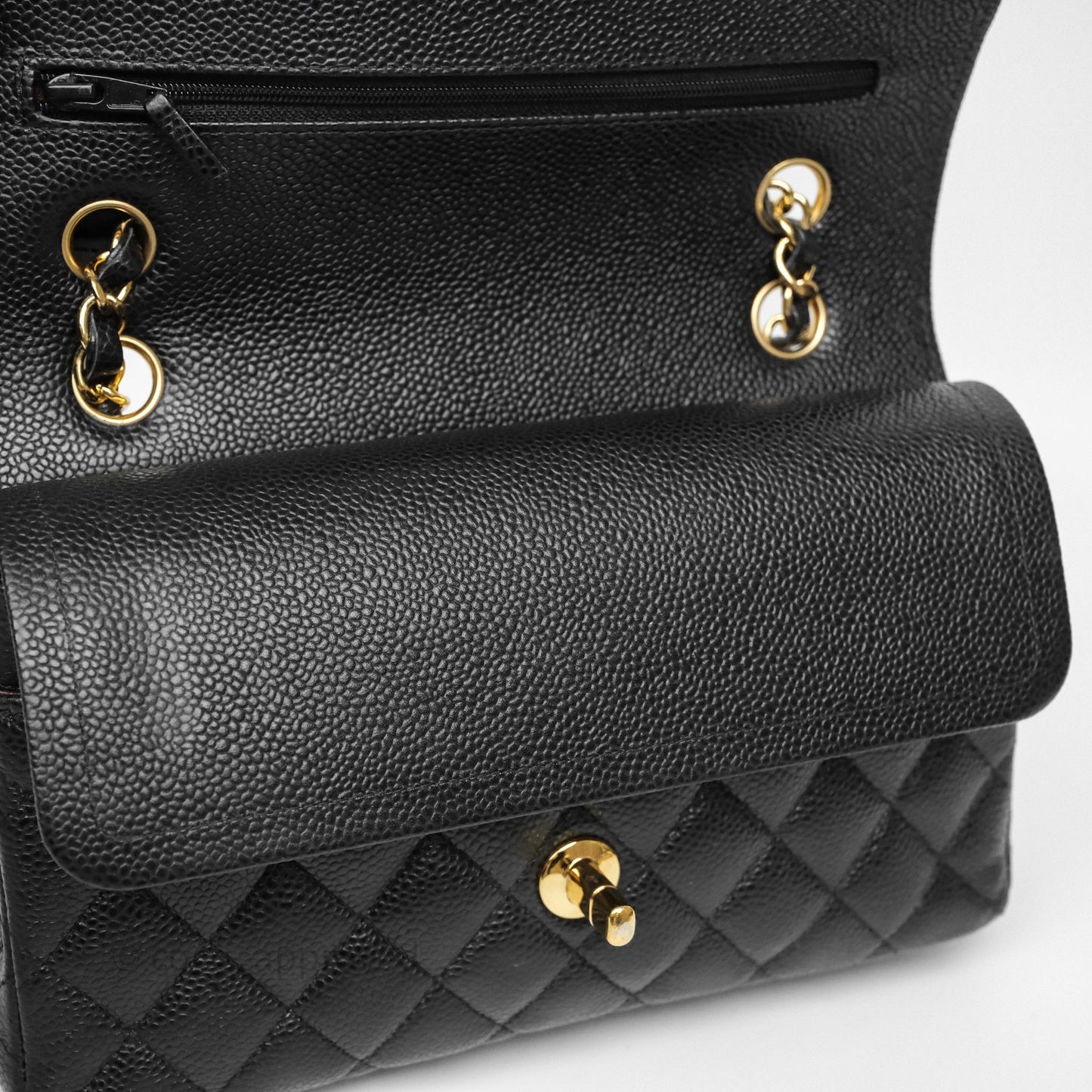 Chanel Small Classic Flap Quilted Black Caviar Gold Hardware