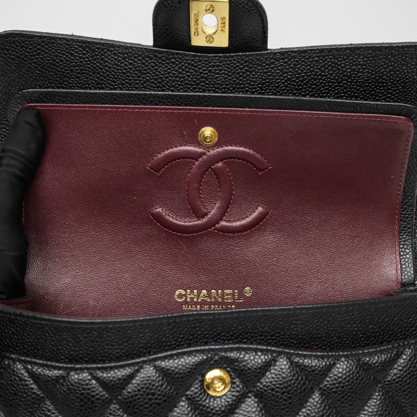 Chanel Small Classic Flap Quilted Black Caviar Gold Hardware