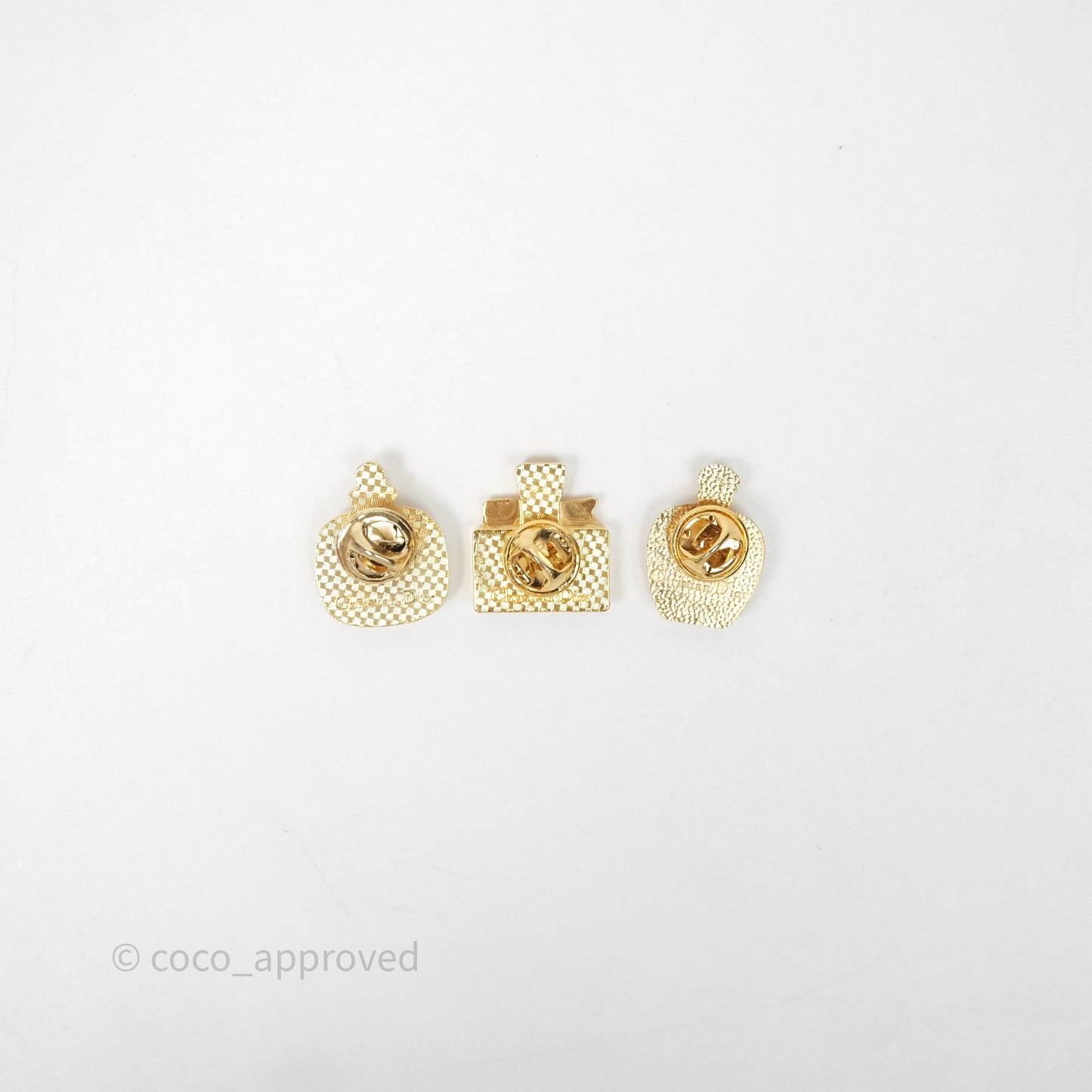 Christian Dior Perfumes Bottles Brooch Set Gold Tone