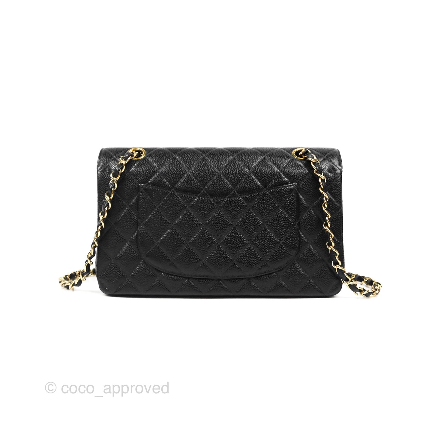 Chanel Vintage Classic M/L Medium Double Flap Black Caviar 24K Gold Hardware