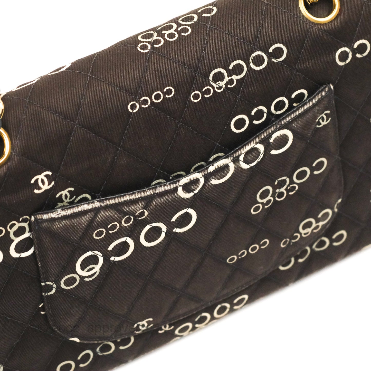 Chanel Vintage Brown Quilted Fabric Coco Medium Double Flap Bag 24K Gold Hardware