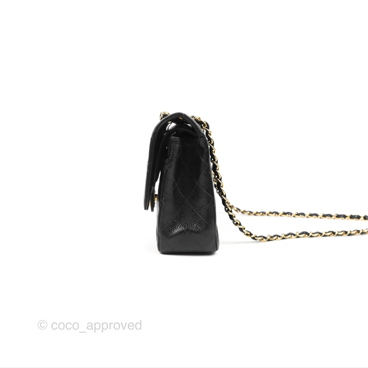 Chanel Vintage Classic M/L Medium Double Flap Black Caviar 24K Gold Hardware