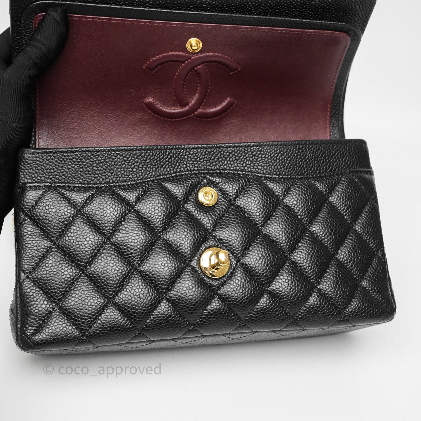 Chanel Small Classic Flap Quilted Black Caviar Gold Hardware
