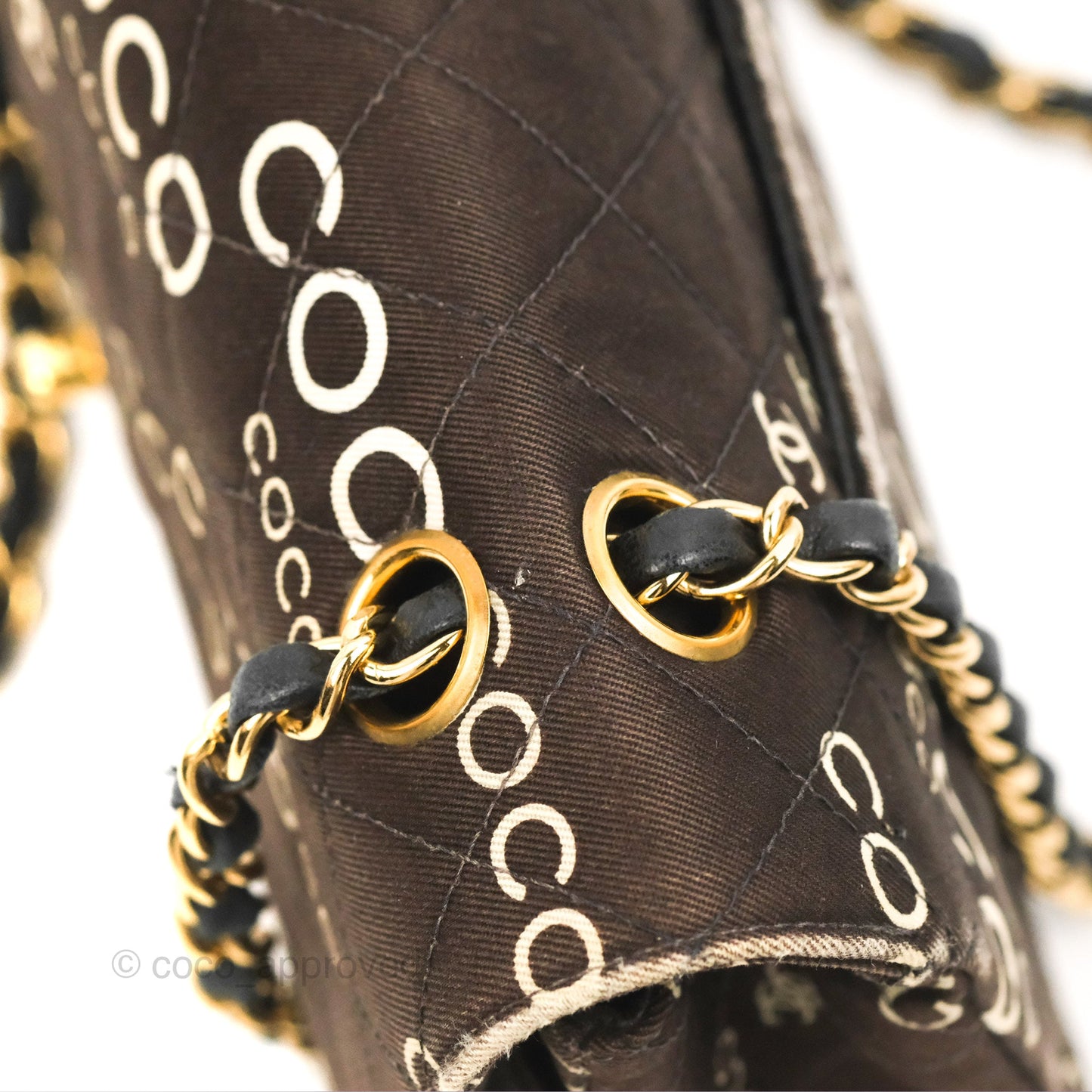 Chanel Vintage Brown Quilted Fabric Coco Medium Double Flap Bag 24K Gold Hardware