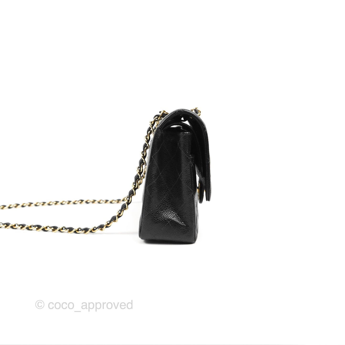 Chanel Vintage Classic M/L Medium Double Flap Black Caviar 24K Gold Hardware