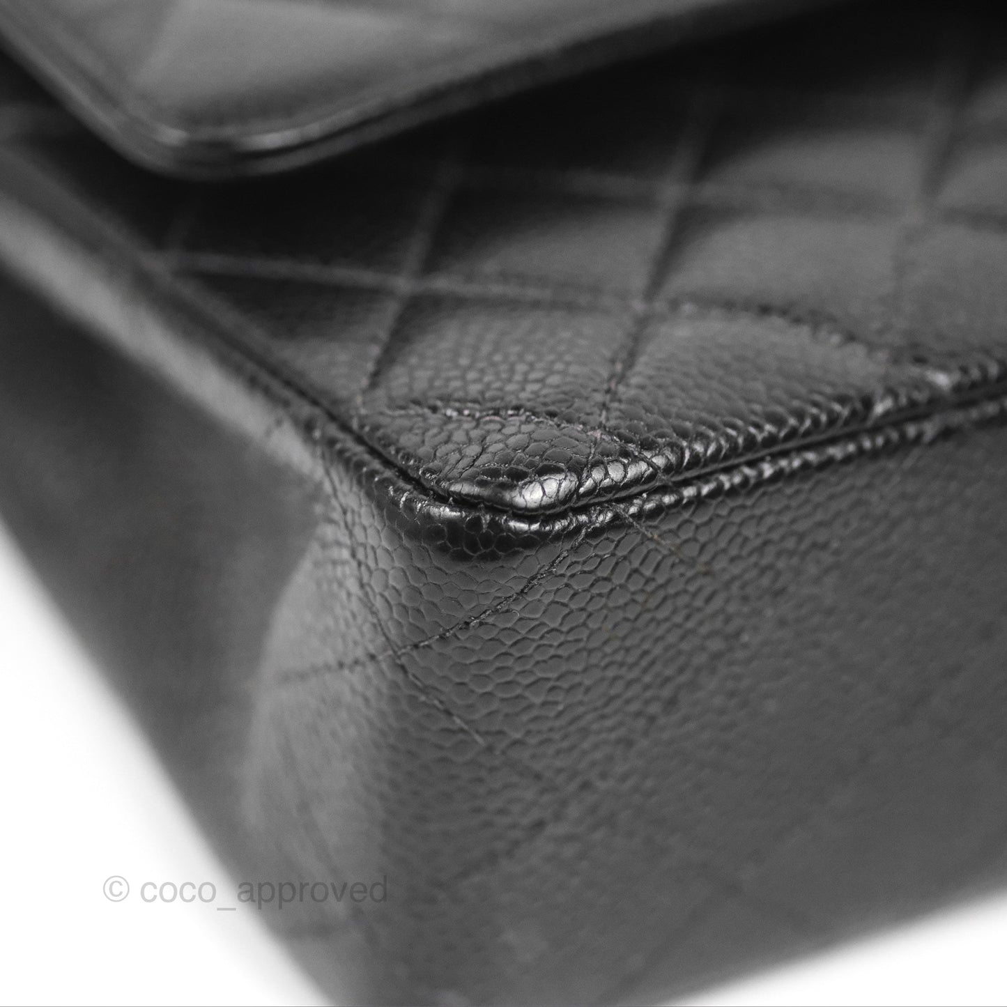 Chanel Vintage Classic M/L Medium Double Flap Black Caviar 24K Gold Hardware