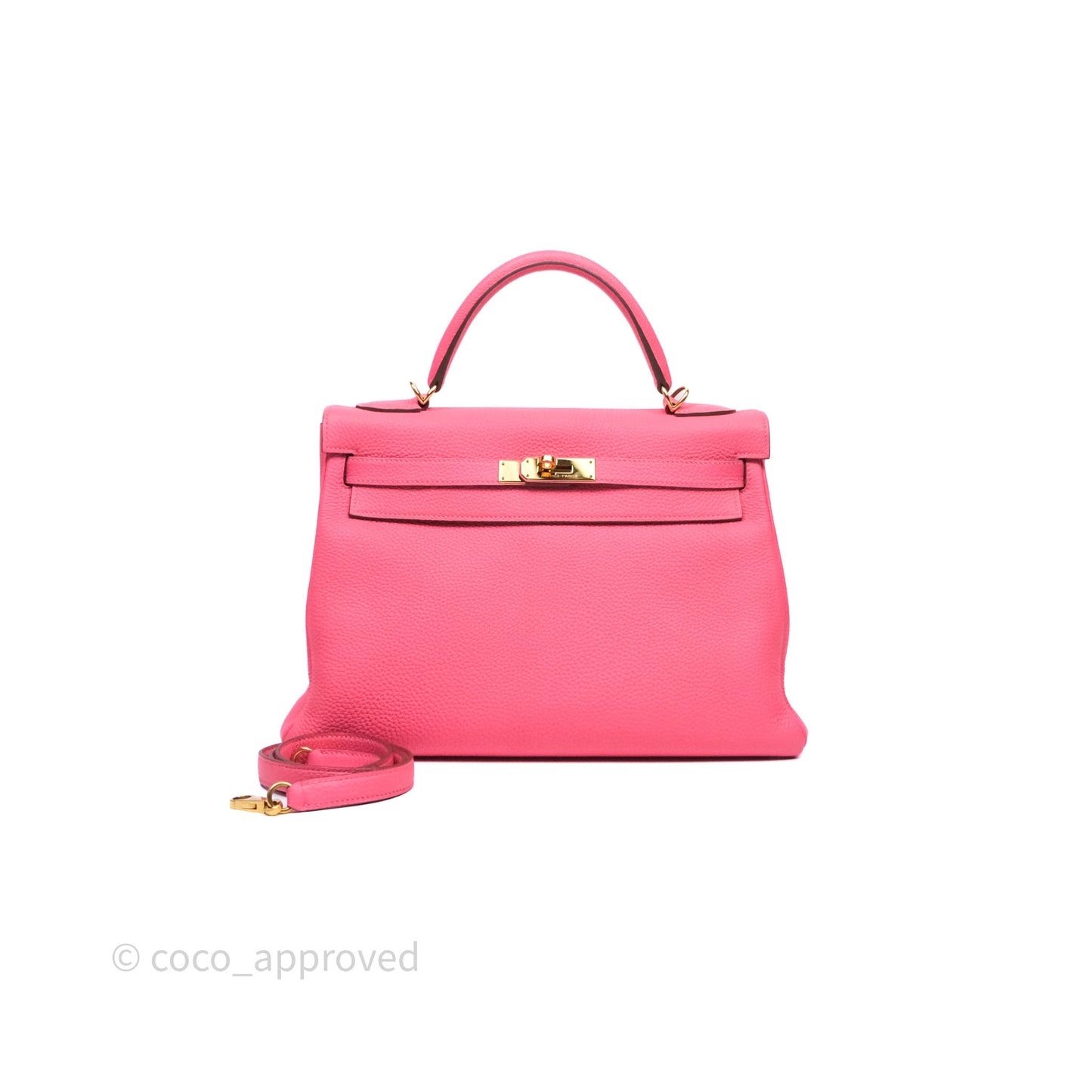 Hermès Kelly 32 Retourne Rose Azalee 8W Gold Hardware