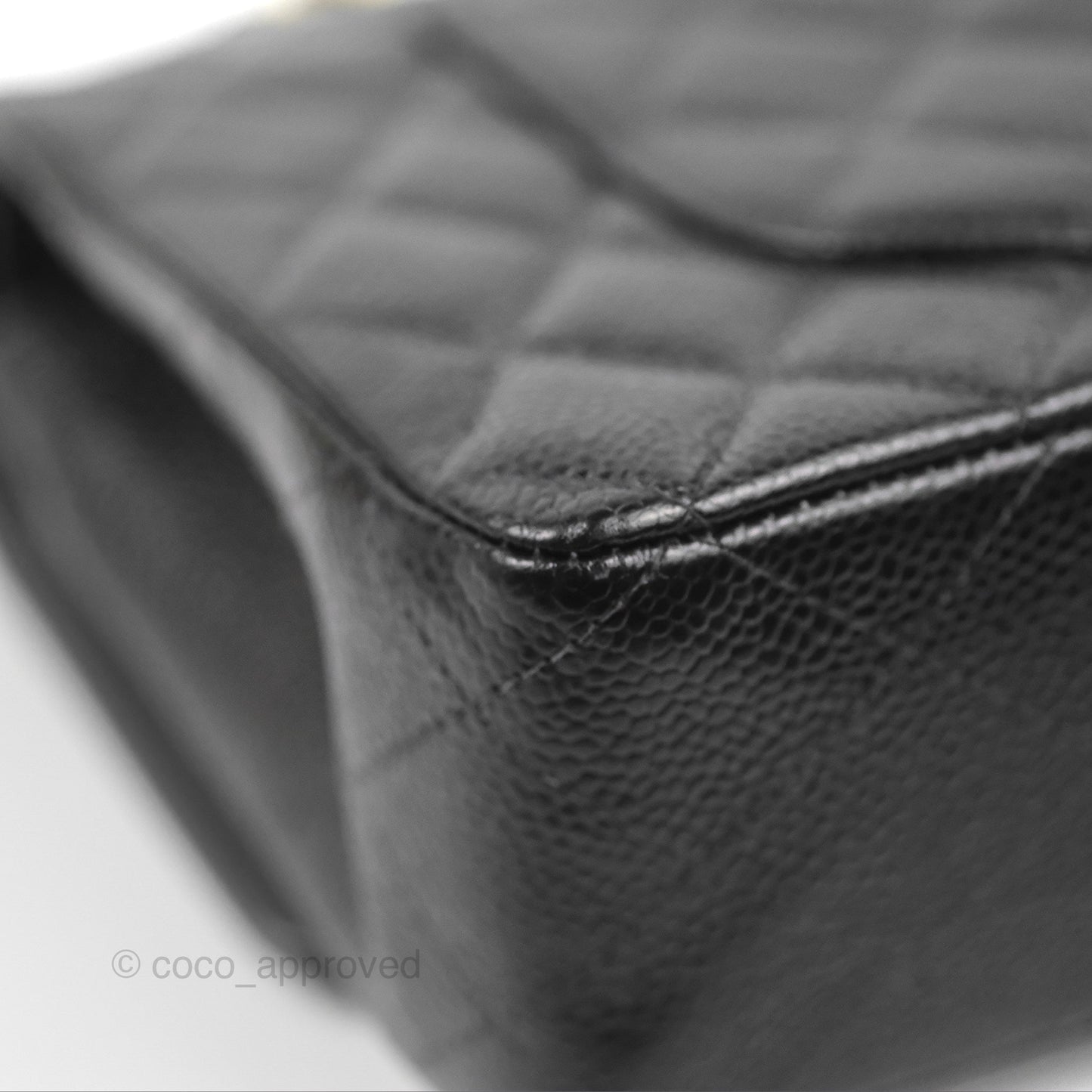 Chanel Vintage Classic M/L Medium Double Flap Black Caviar 24K Gold Hardware