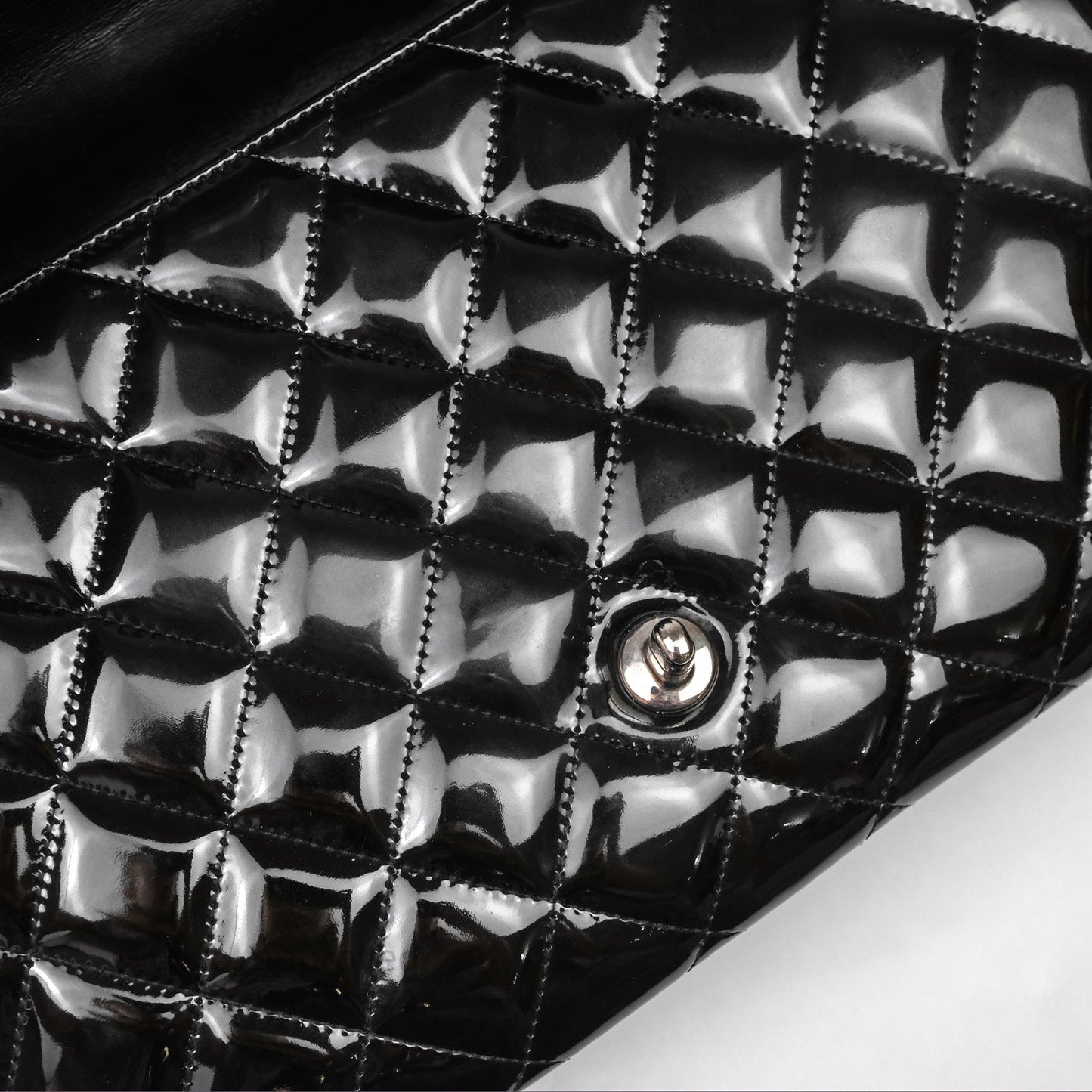 Chanel Jumbo Single Flap Black Patent Silver Hardware⁣⁣