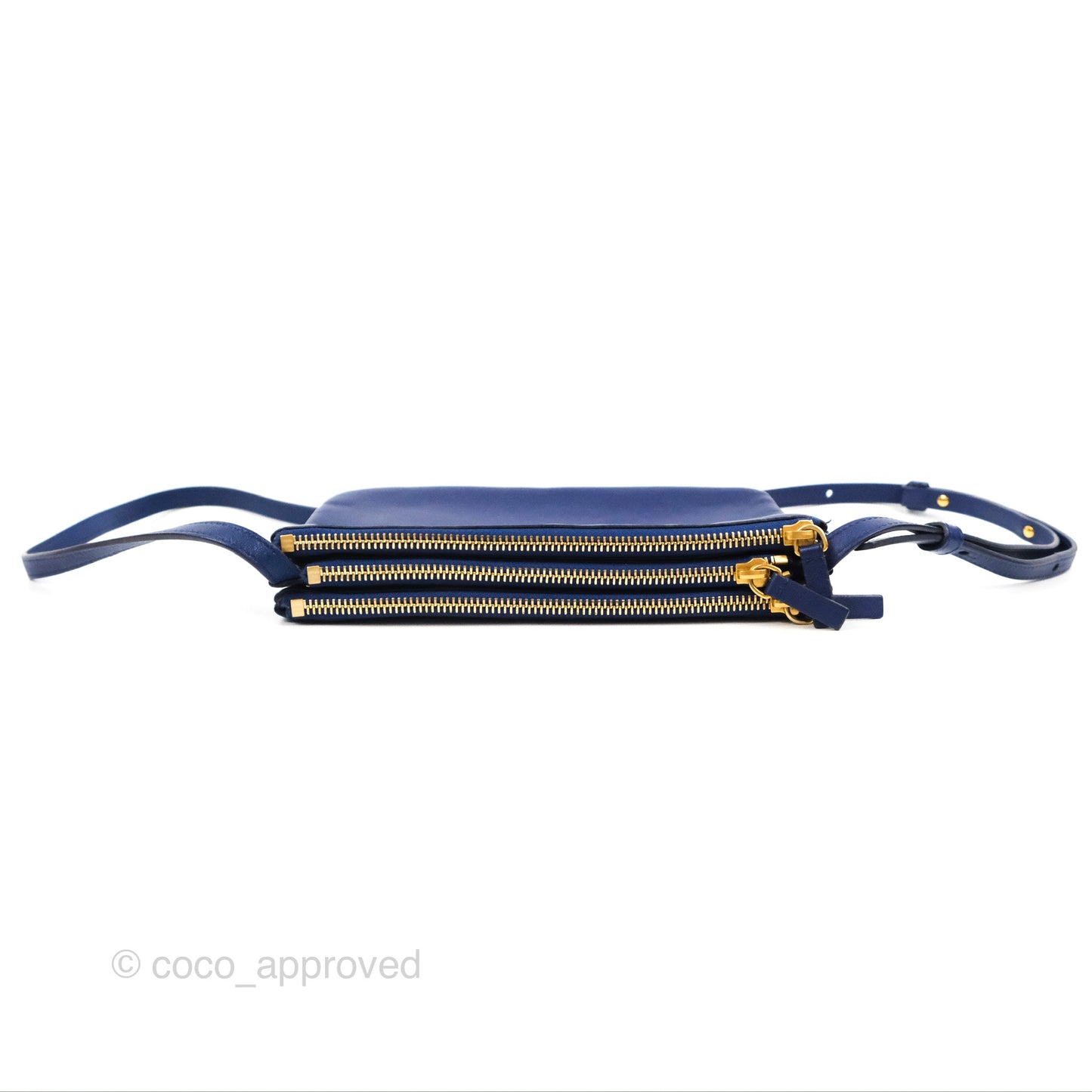 Celine Small Trio Crossbody Bag Dark Blue Lambskin Gold Hardware