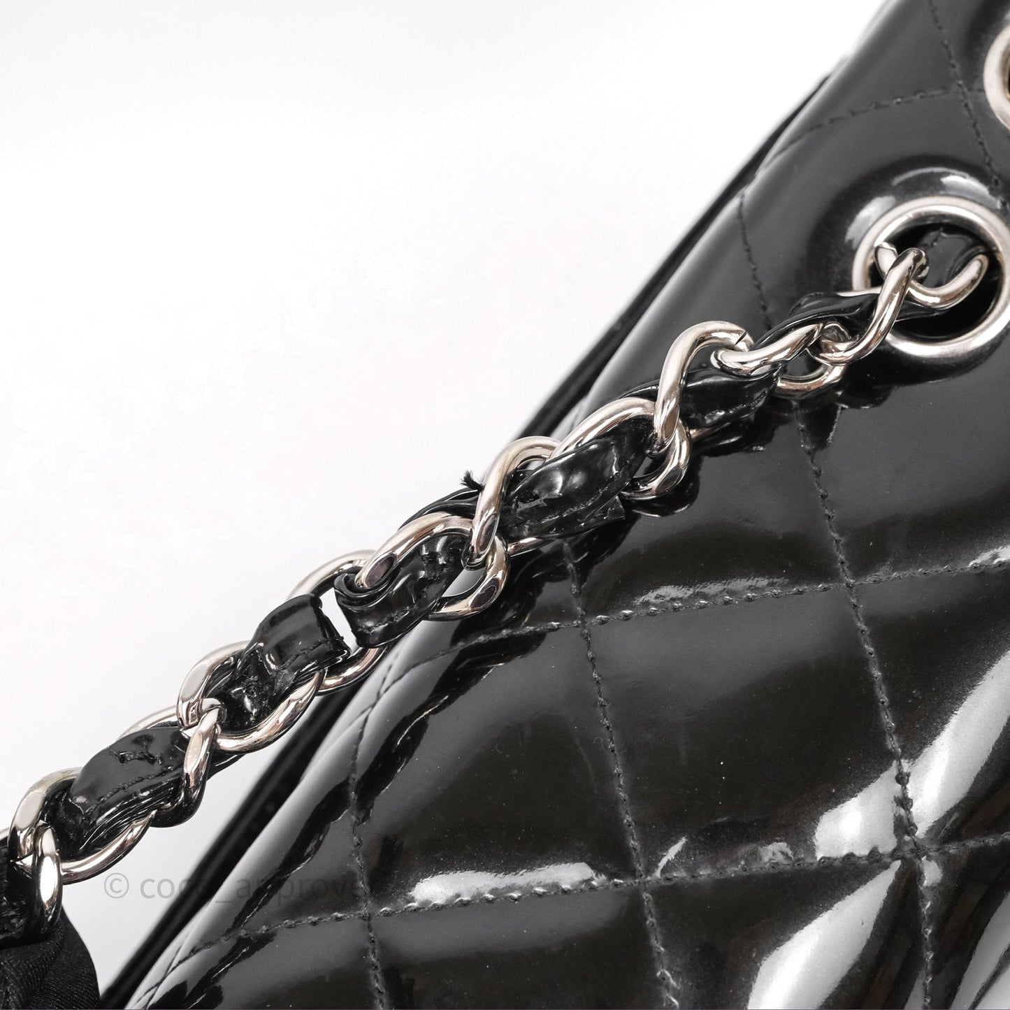 Chanel Jumbo Single Flap Black Patent Silver Hardware⁣⁣